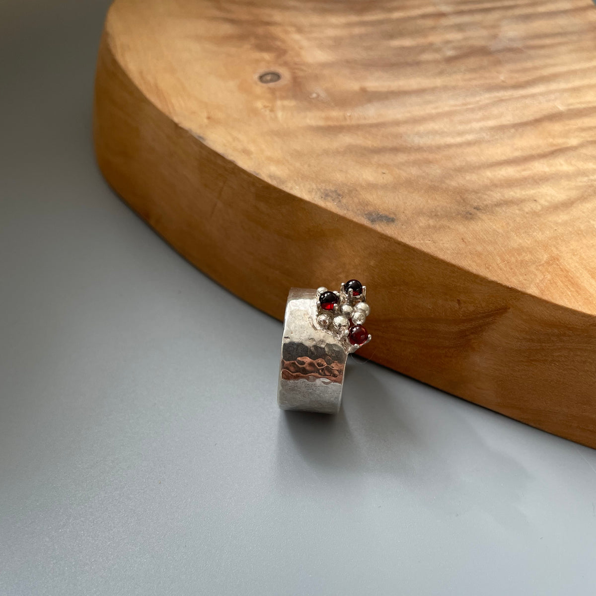 Persian Ring-Handmade Silver Ring with Garnet:Persian Jewelry-AFRA ART GALLERY