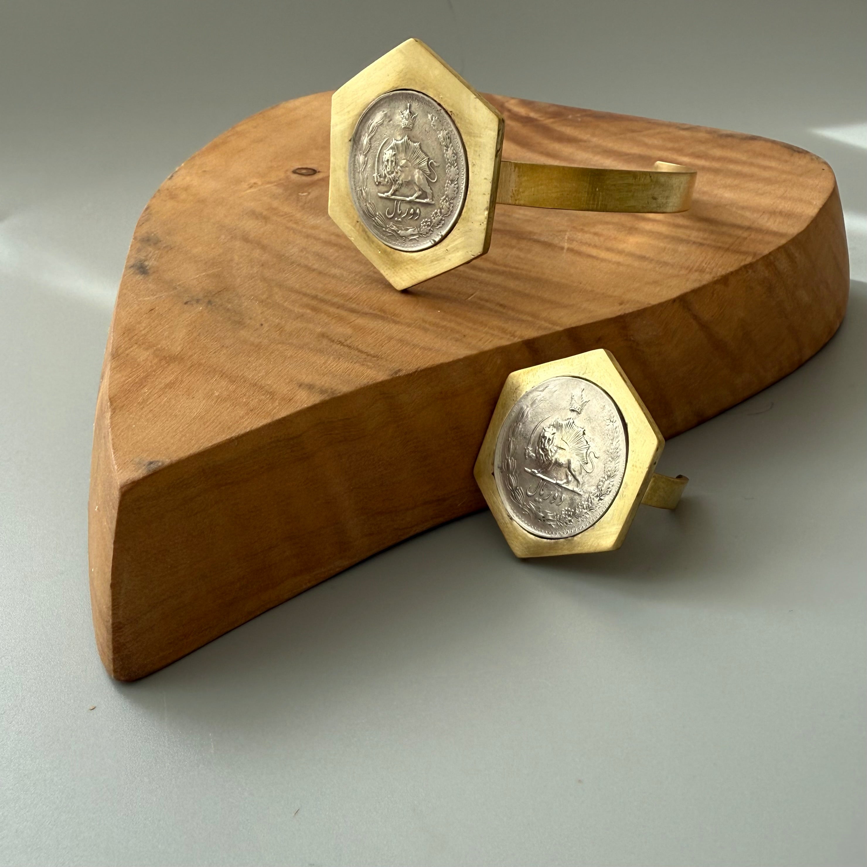 Brass Ring and Bracelet with Pahlavi Coins