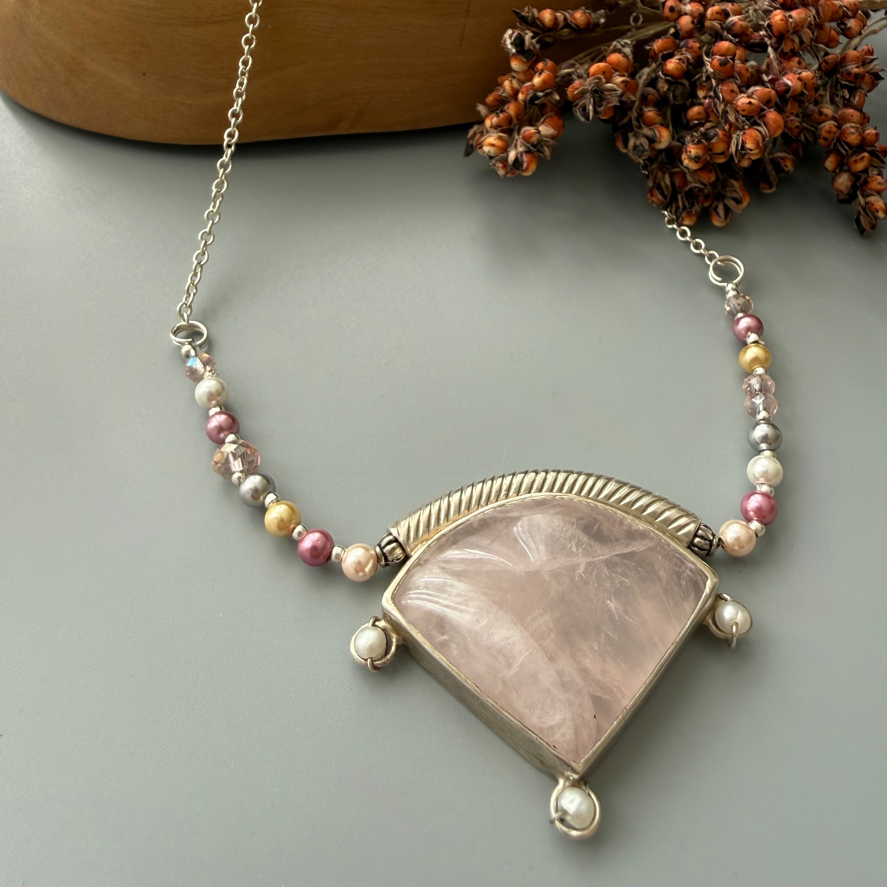 Classic Handmade Rose Quartz Necklace - AFRA ART GALLERY