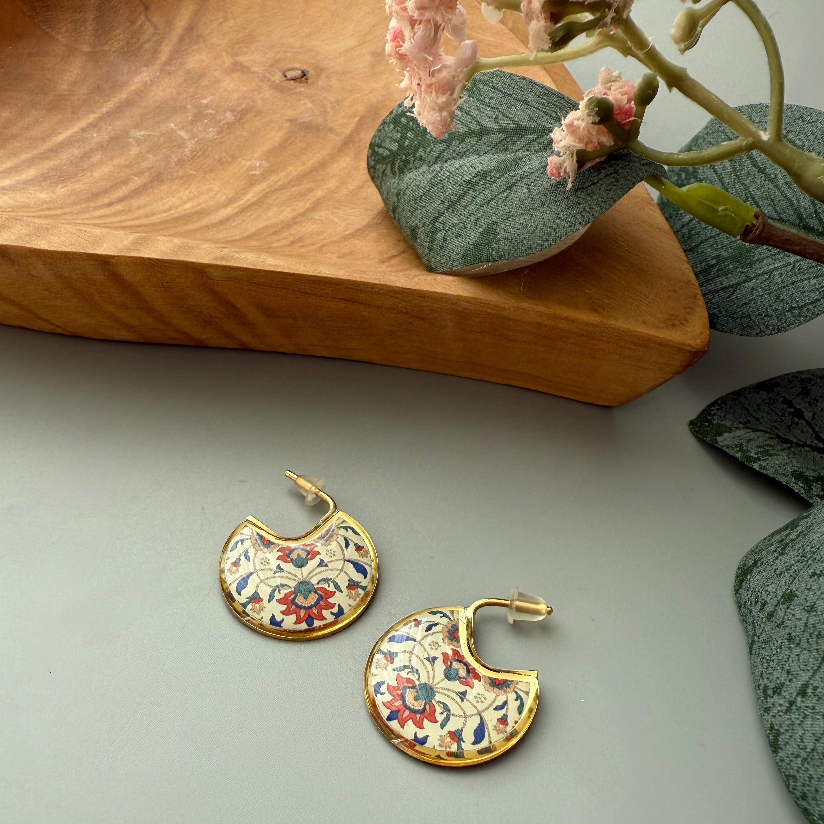 Persian Cuff Earrings with Colorful Patterns