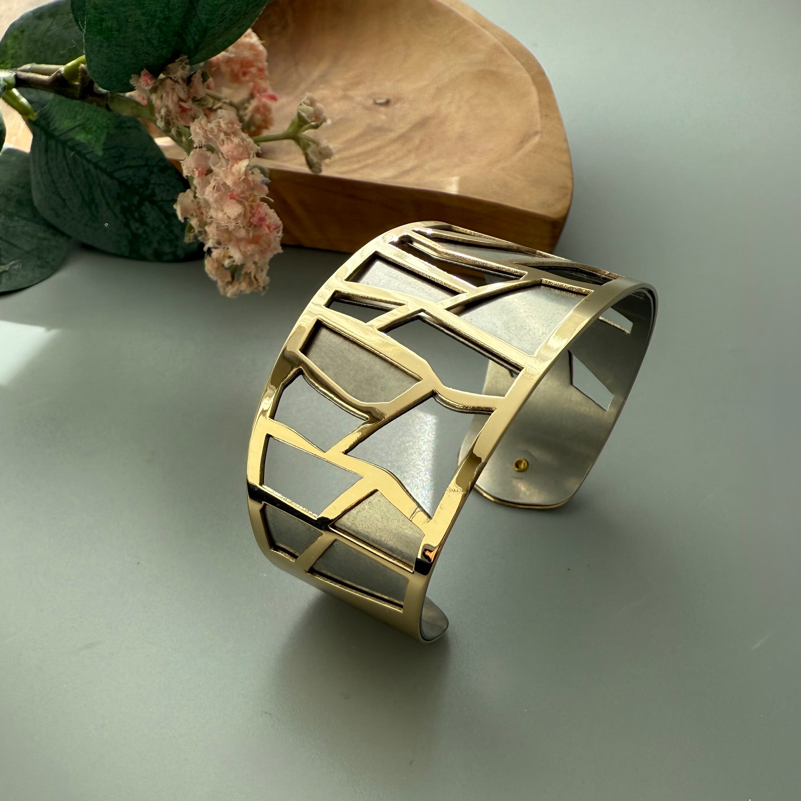 Wide Bracelet with Modern Pattern