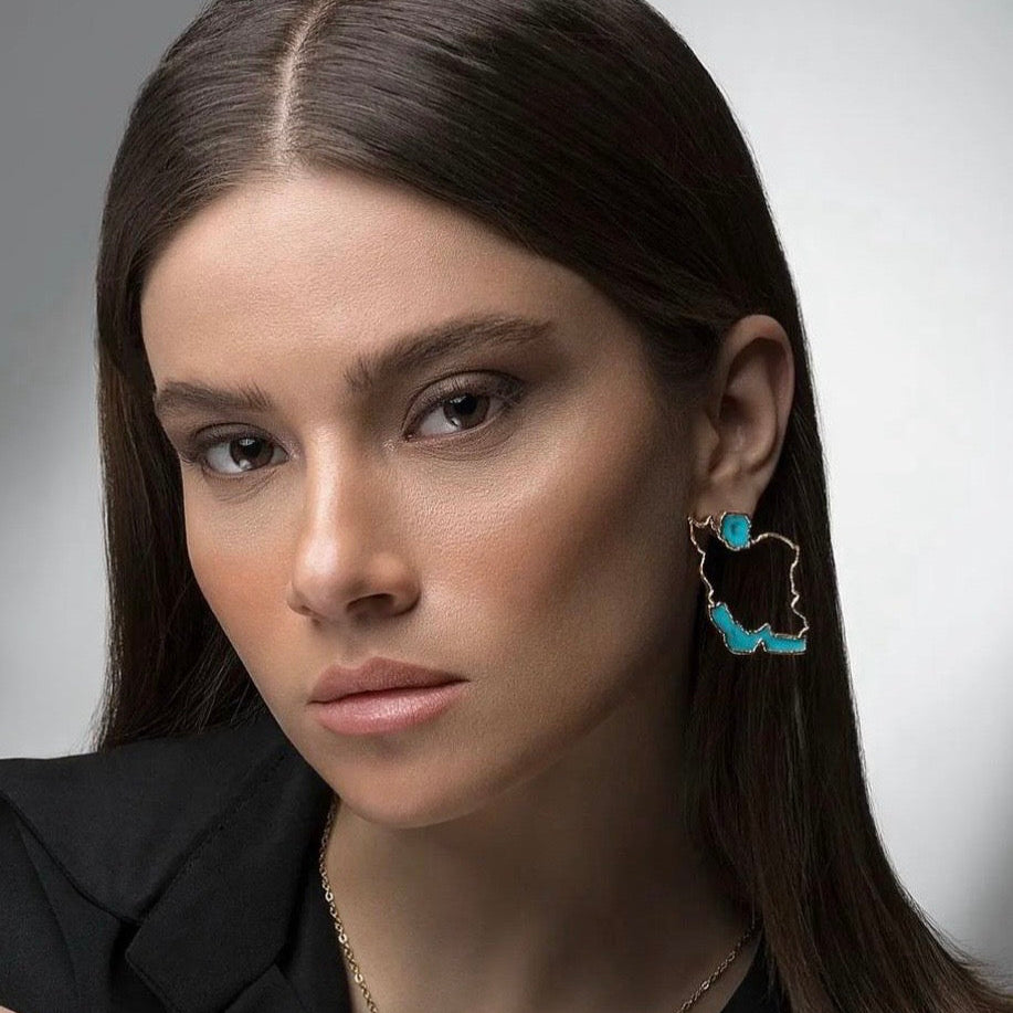 "For My Homeland"  Iran Map Earrings