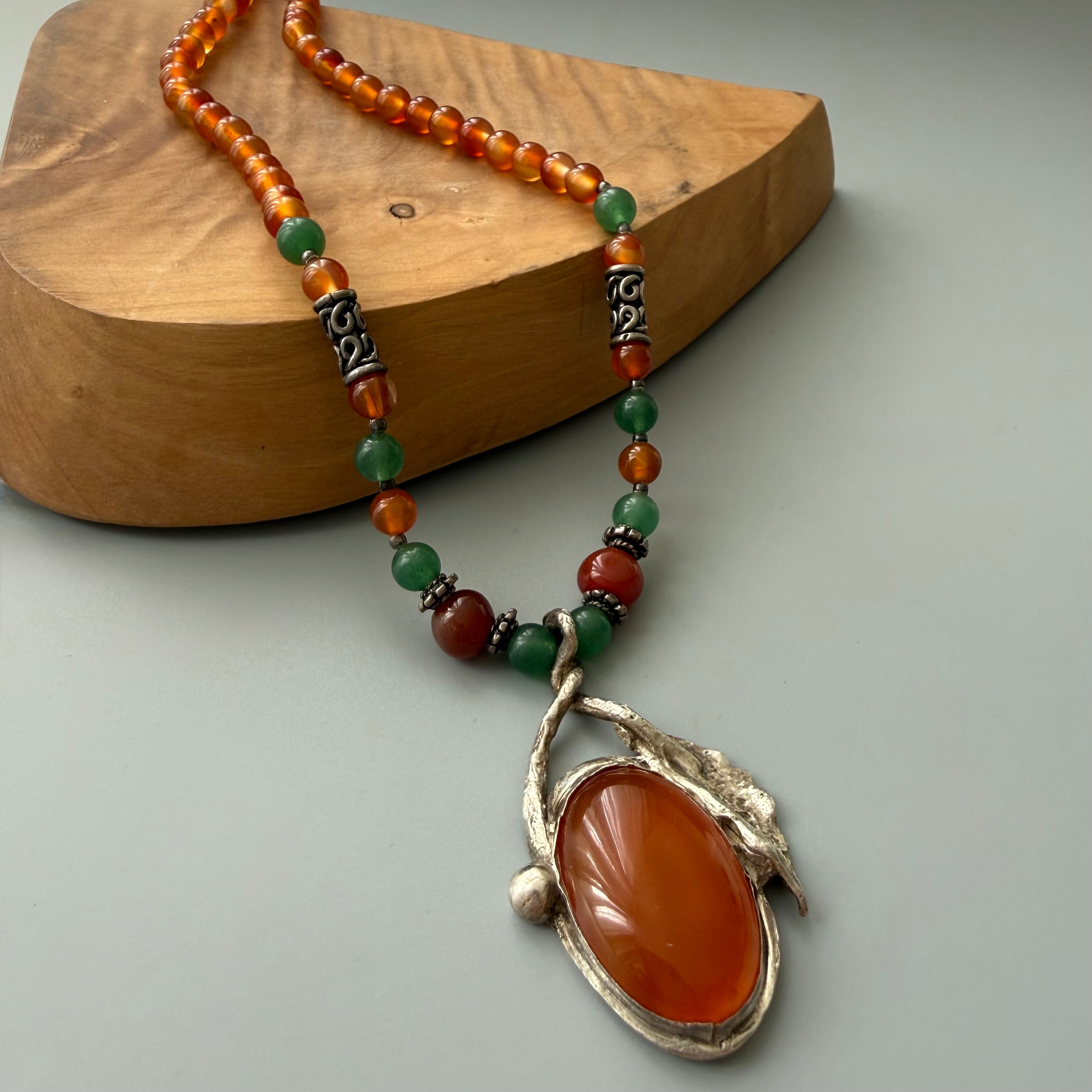 Handmade Silver and Natural Gemstone Necklace - AFRA ART GALLERY