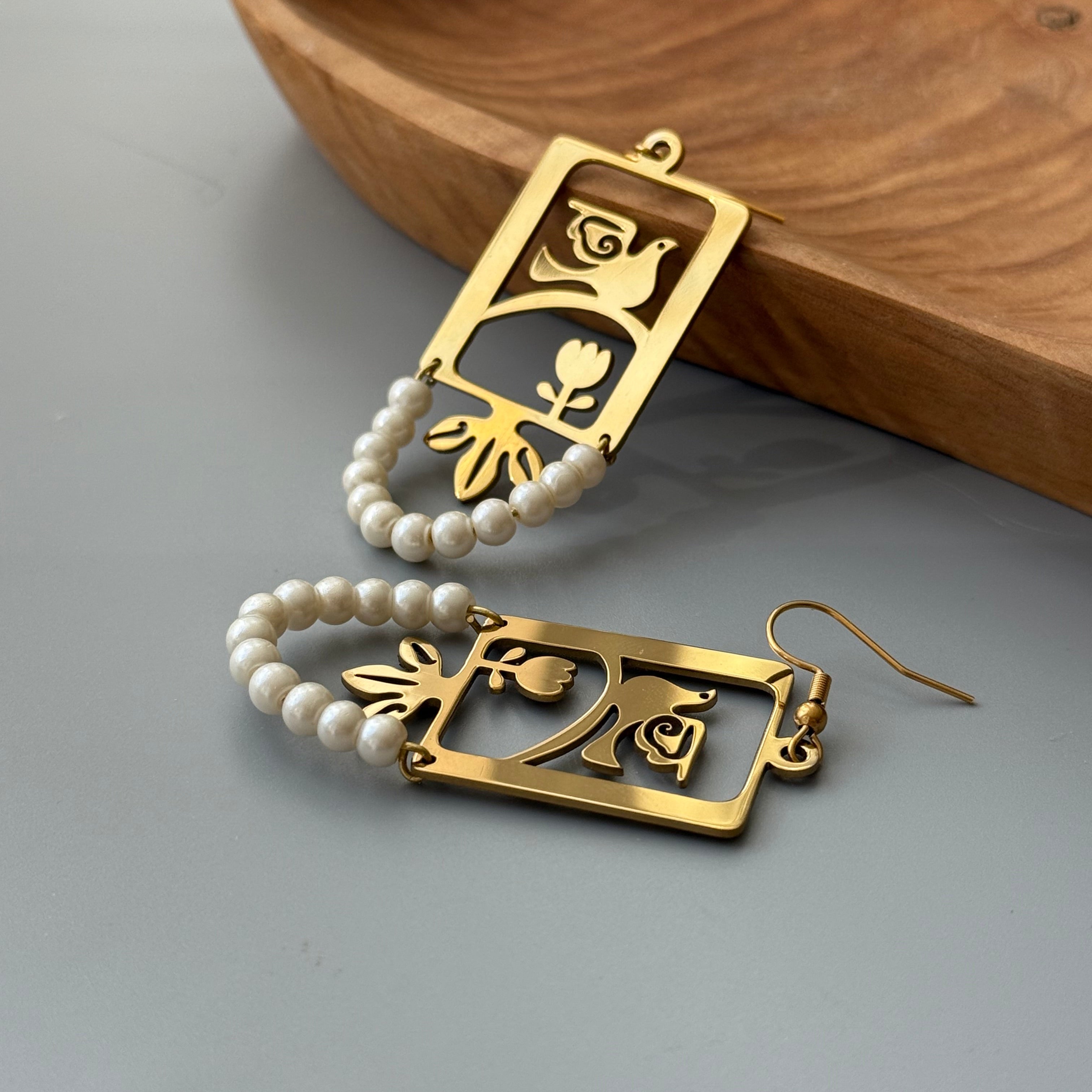 Persian Earrings with Gol_o_Morgh Symbol
