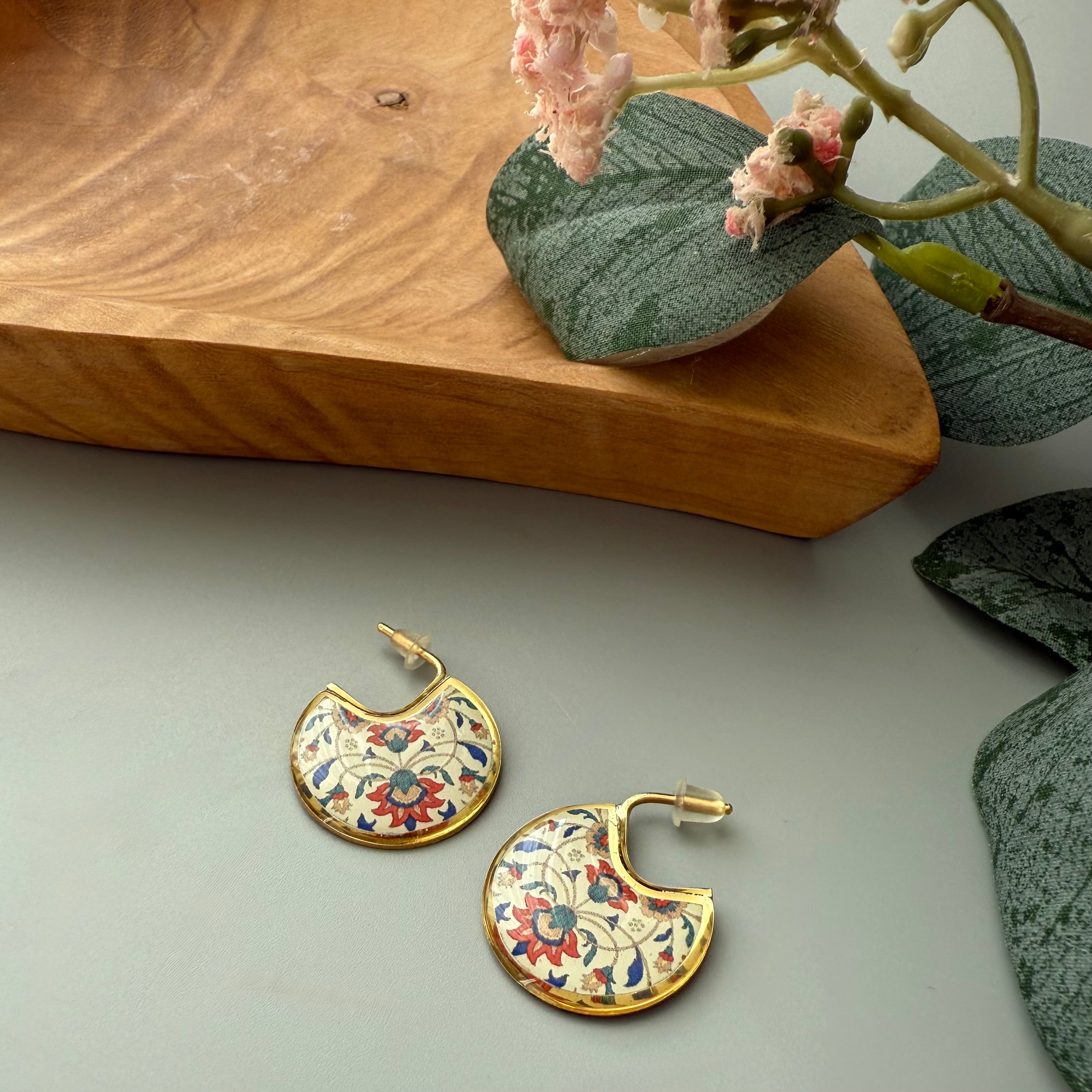 Persian Cuff Earrings with Colorful Patterns