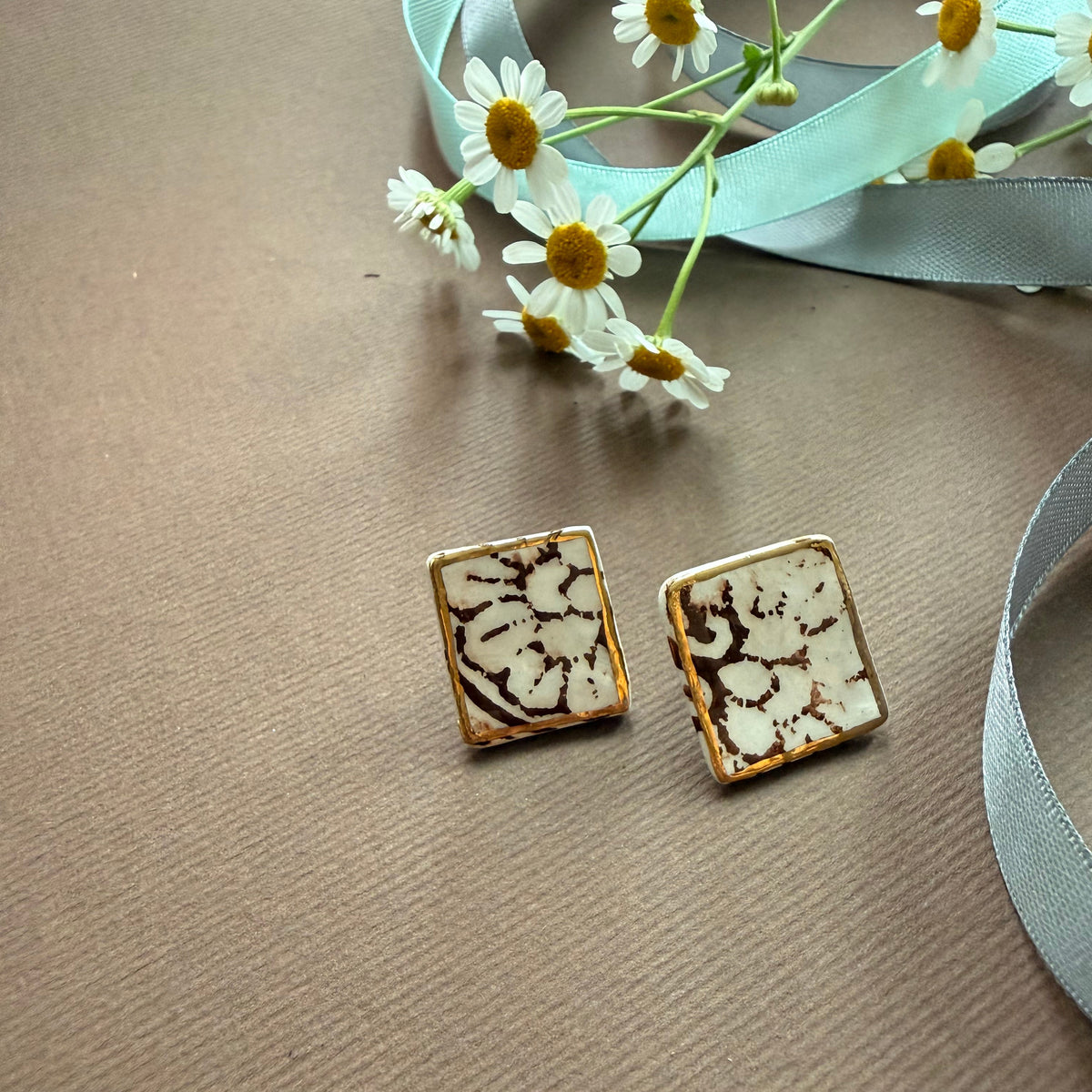 Minimal Rectangular Shape Ceramic Earrings (Copy) - AFRA ART GALLERY