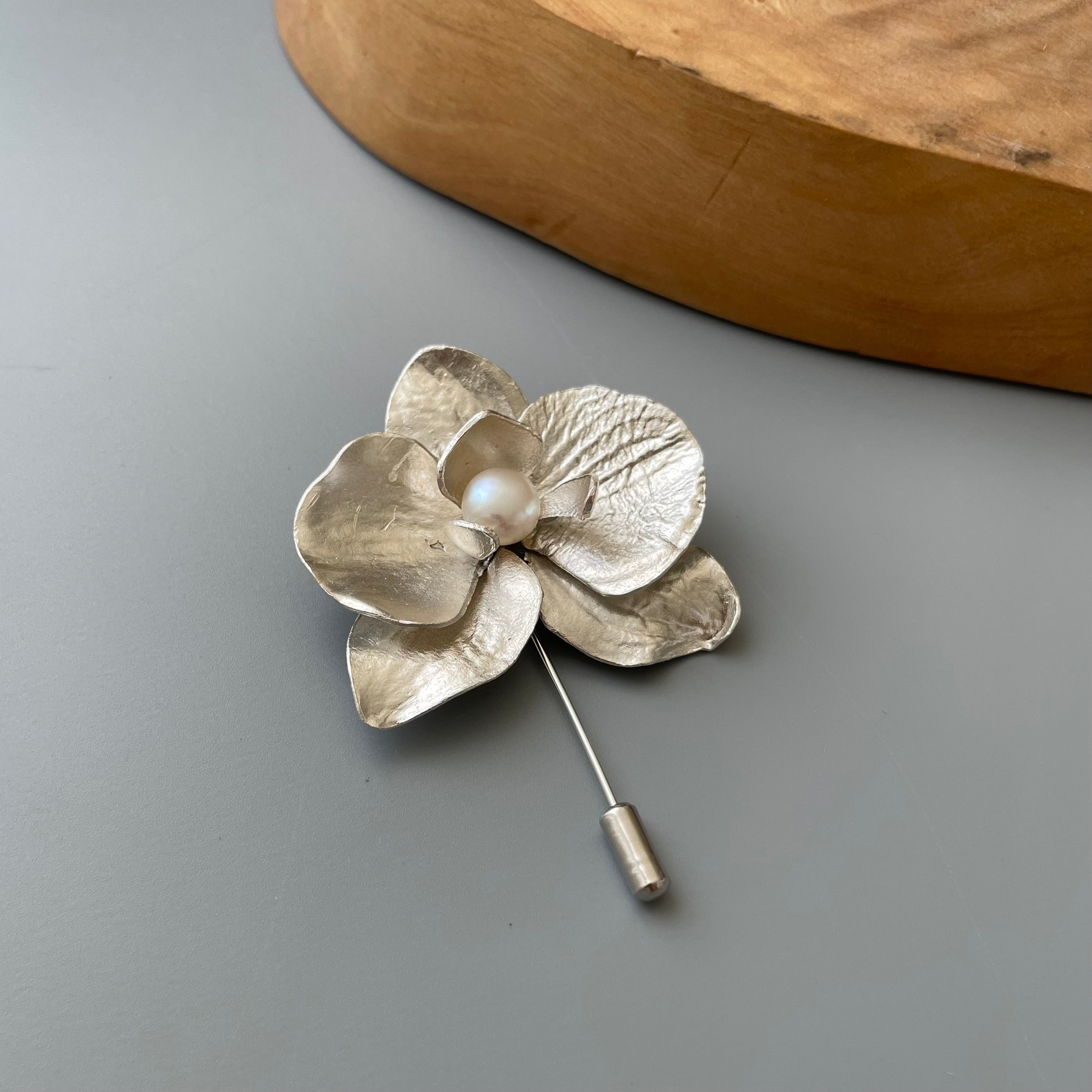 Persian Necklace Orchid Flower Silver Pin: Persian Jewelry-AFRA ART GALLERY