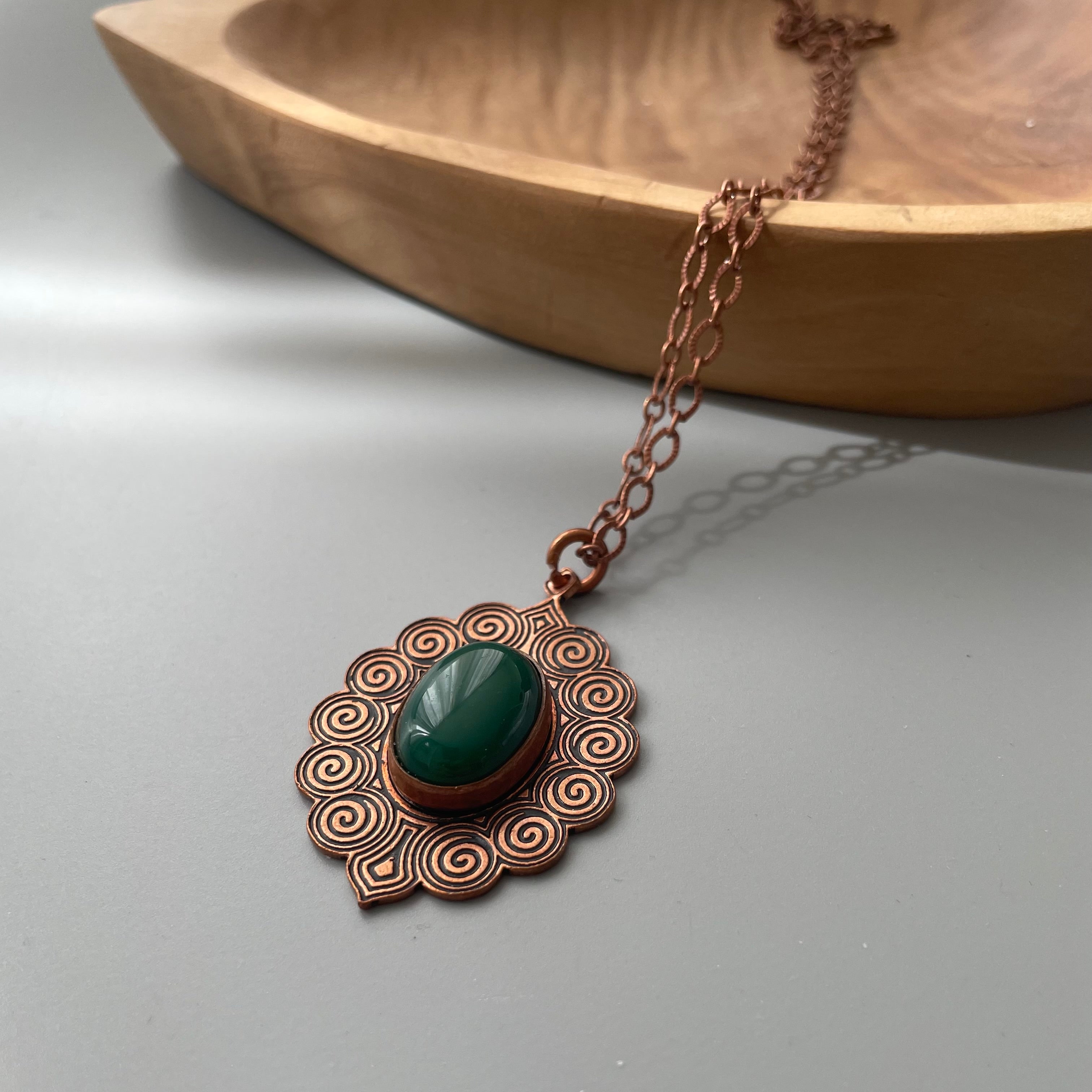 Handmade Copper Necklace with Gemstone