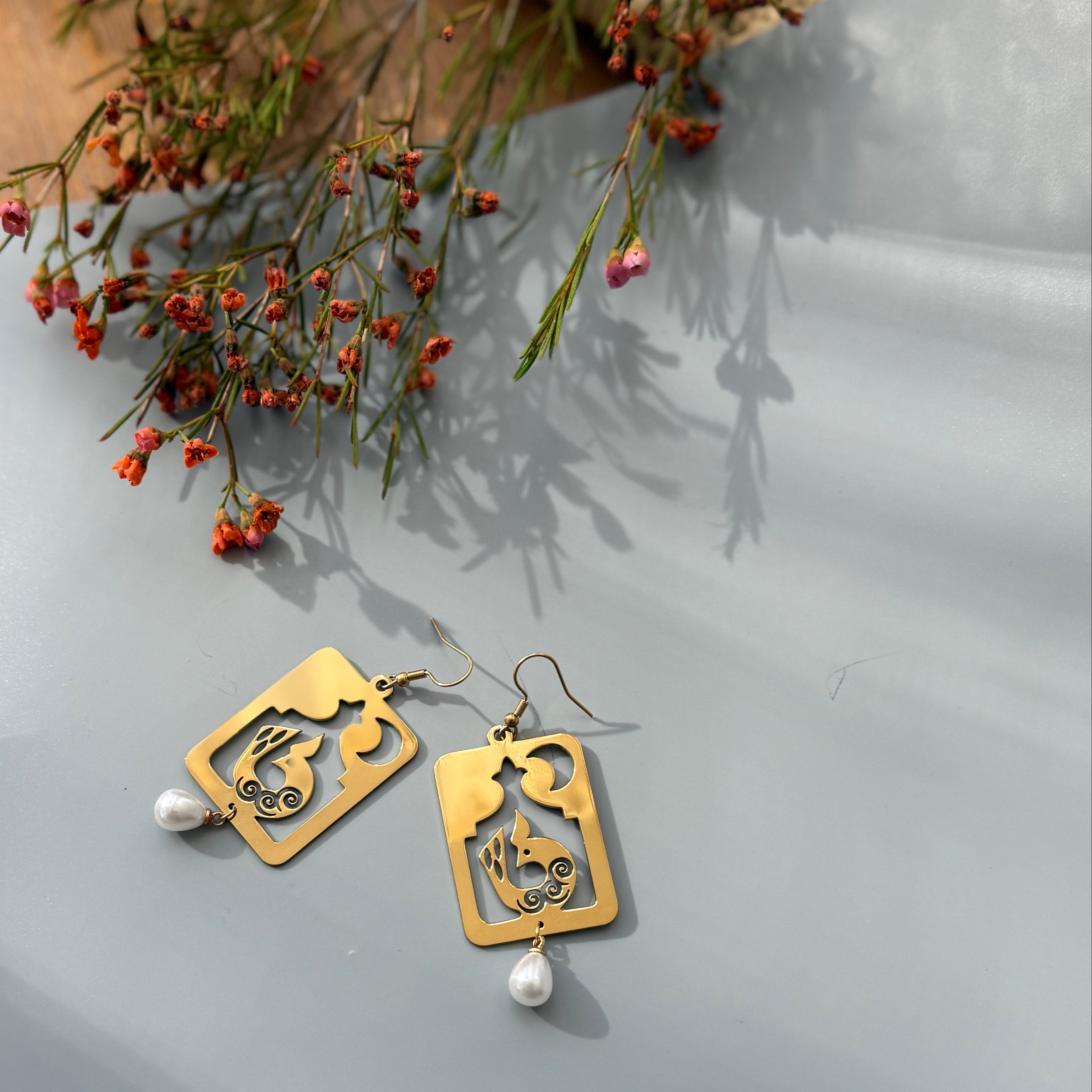 Persian Earrings with Ghoghnos Symbol