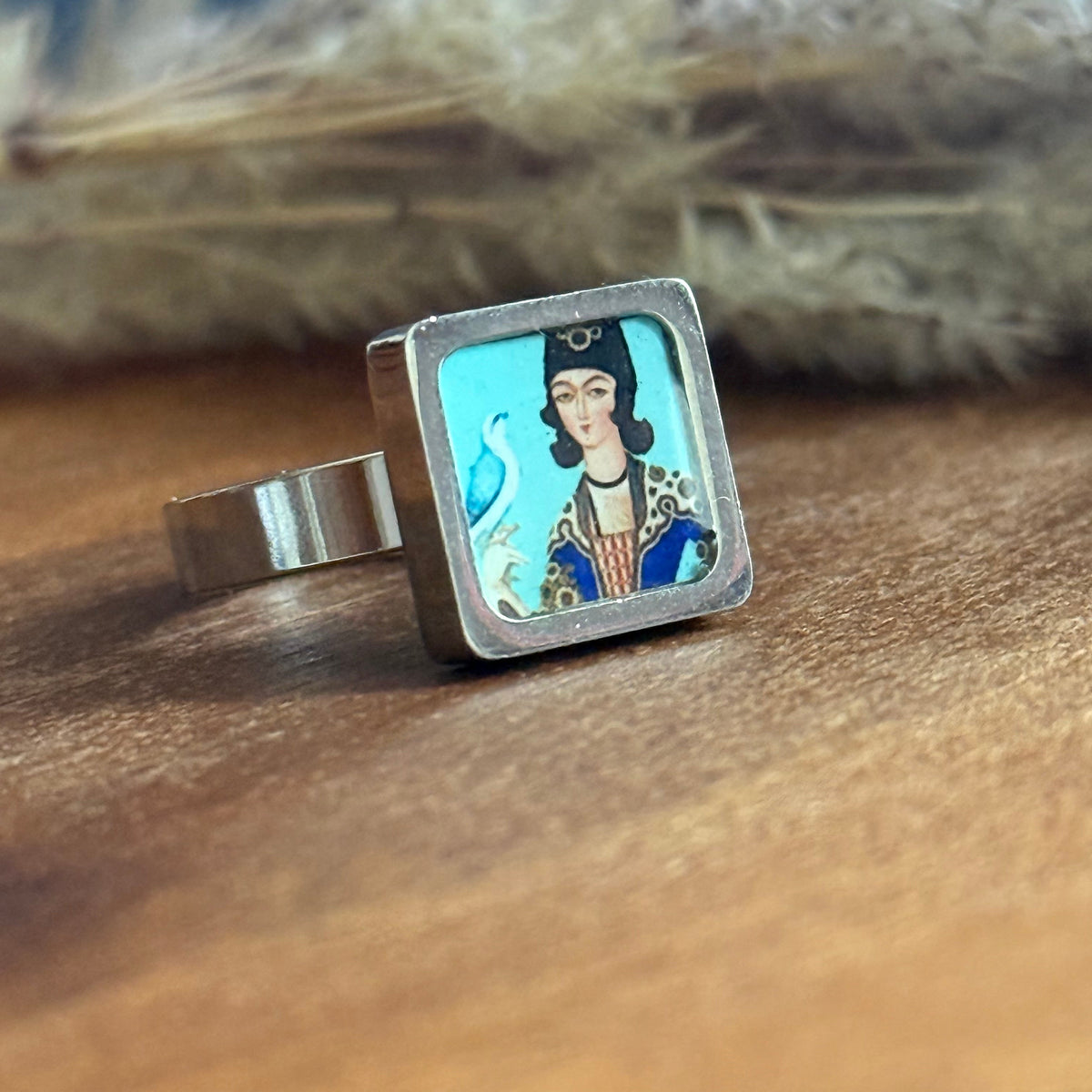 Qajar-Inspired Steel Ring - AFRA ART GALLERY