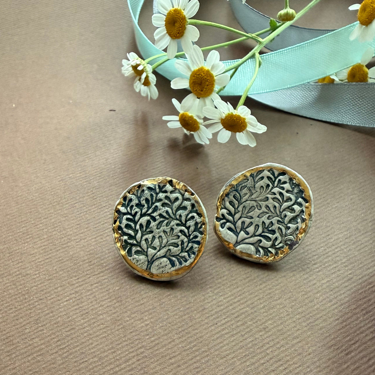 Minimal Round Shape Ceramic Earrings - AFRA ART GALLERY