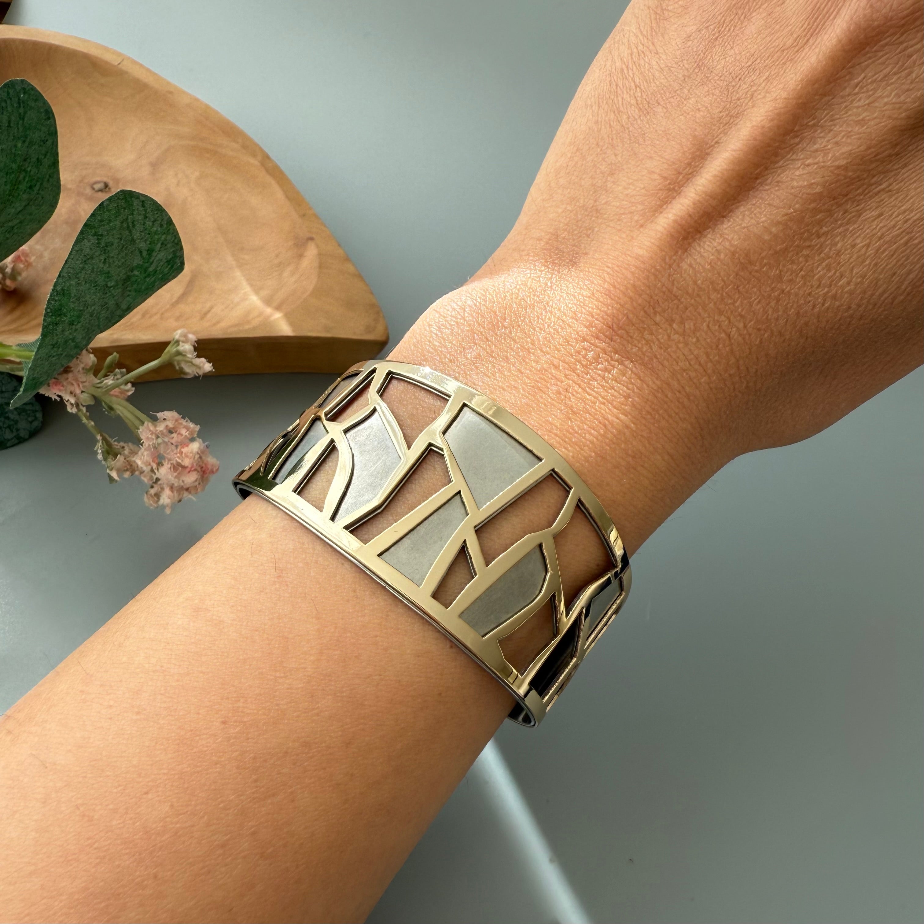 Wide Bracelet with Modern Pattern