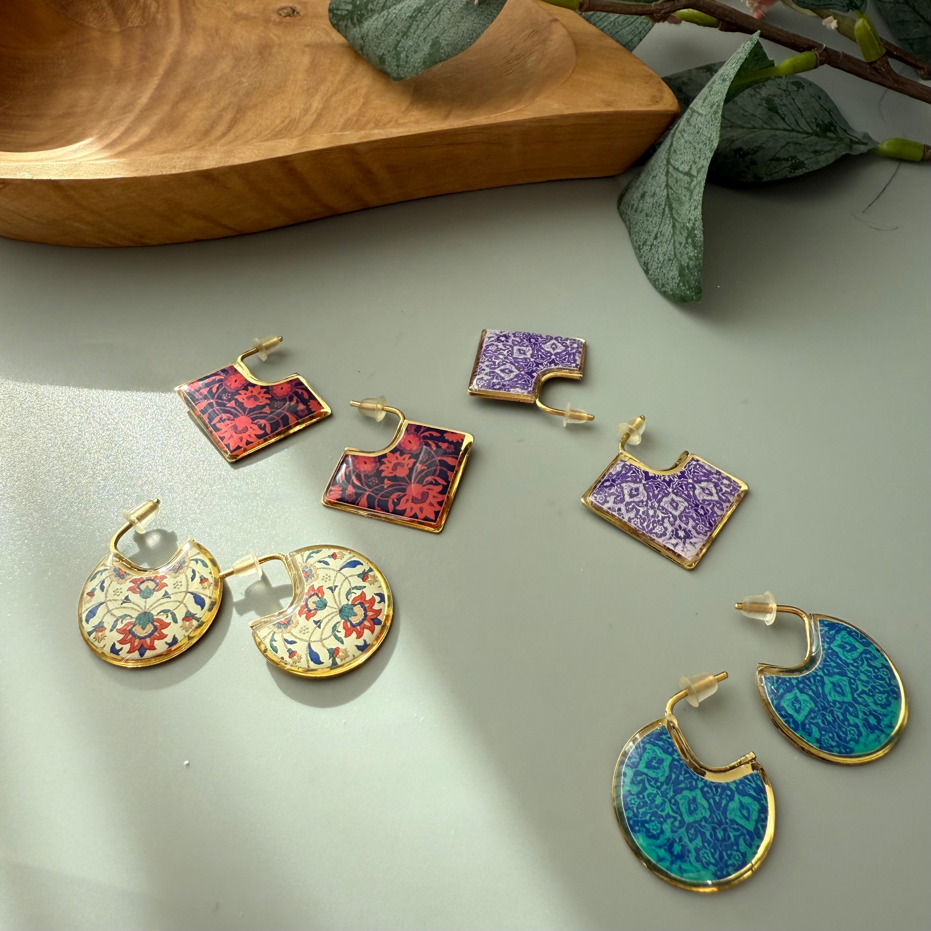 Persian Cuff Earrings with Colorful Patterns