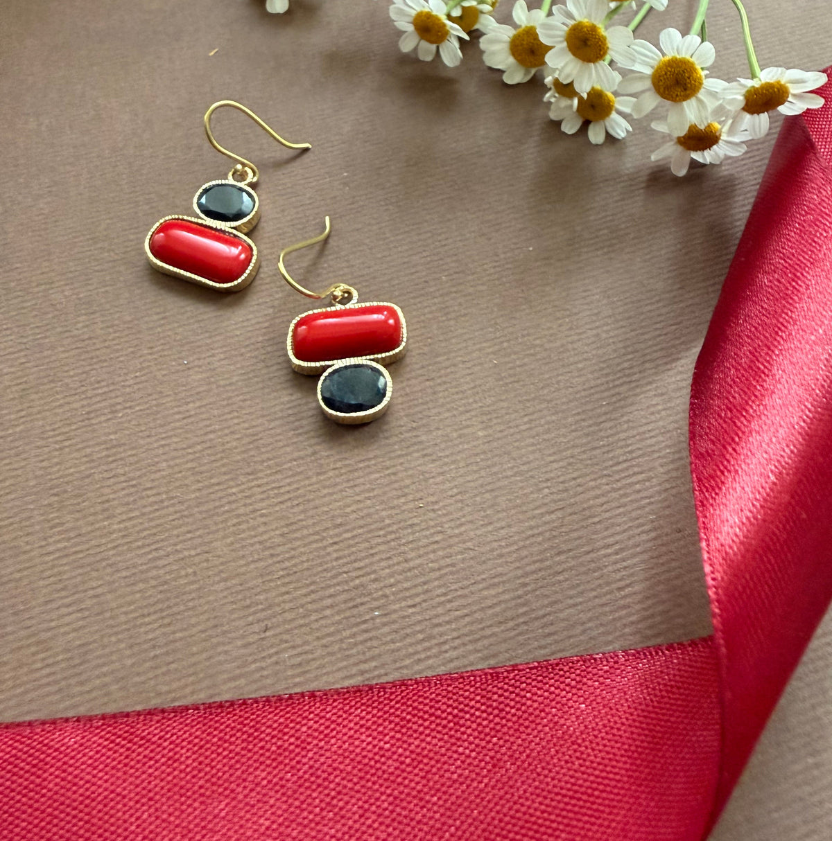 Minimal Earrings with Natural Gemstone - AFRA ART GALLERY