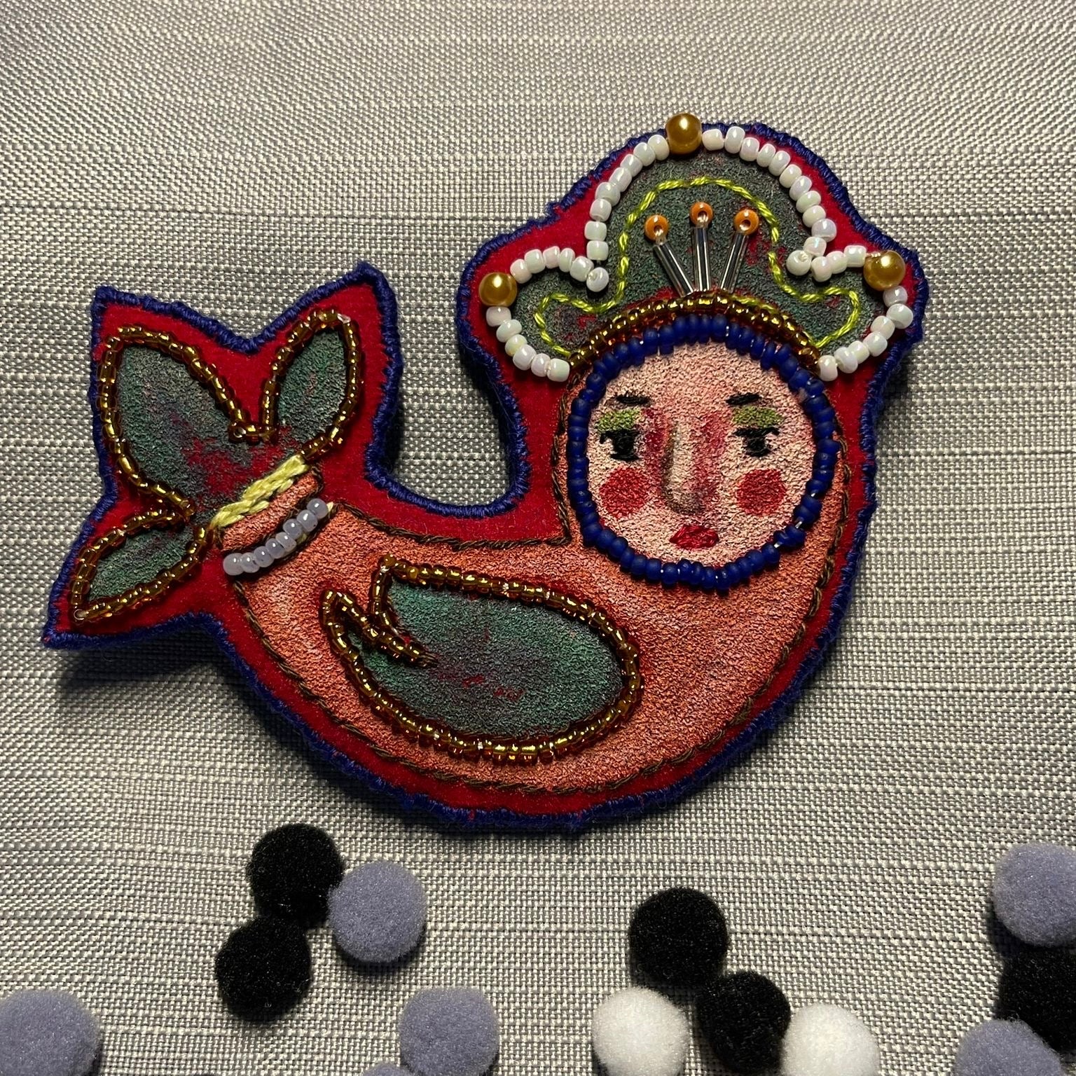 Bird Embroidery Brooch - AFRA ART GALLERY