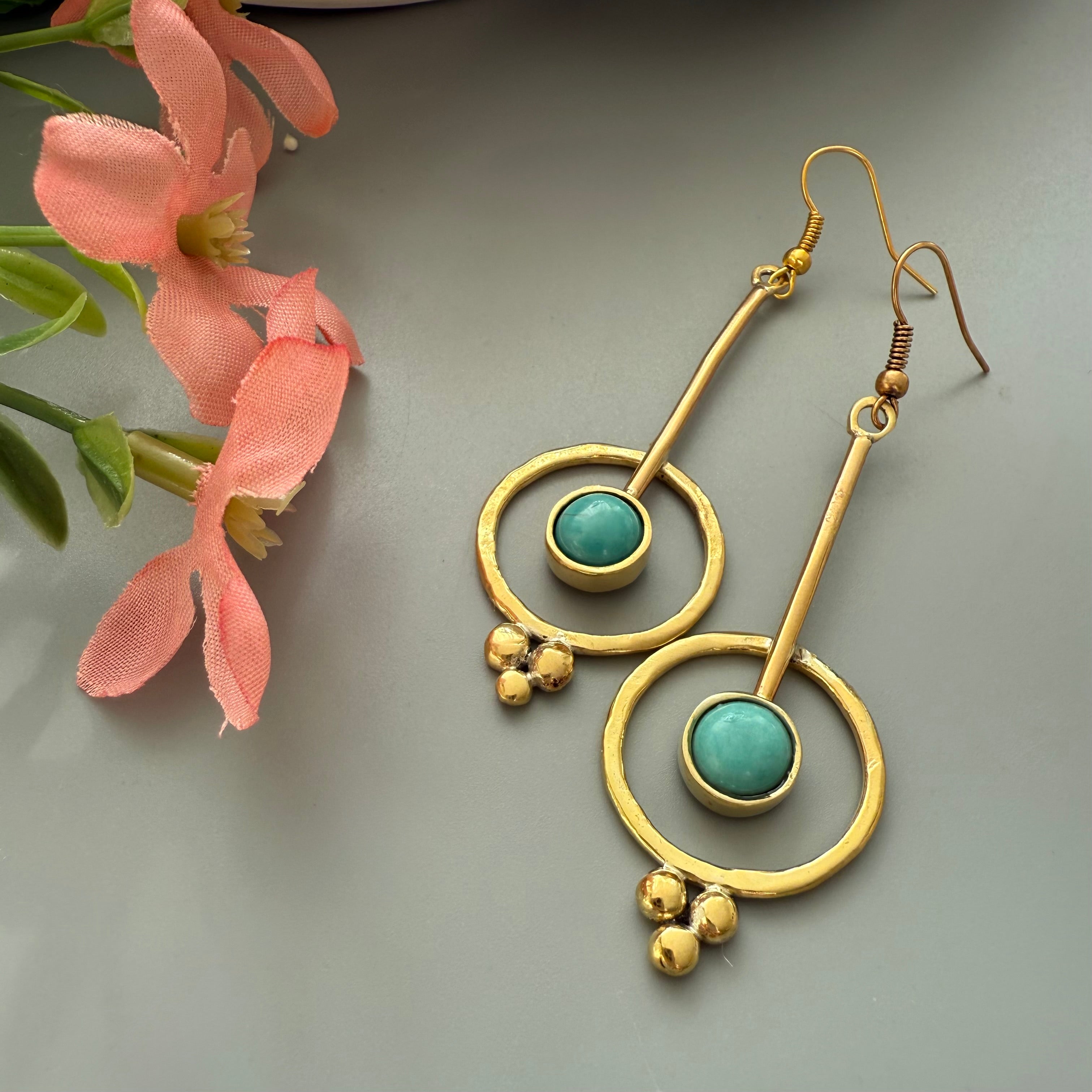 Persian Dangle Earrings with Turquoise
