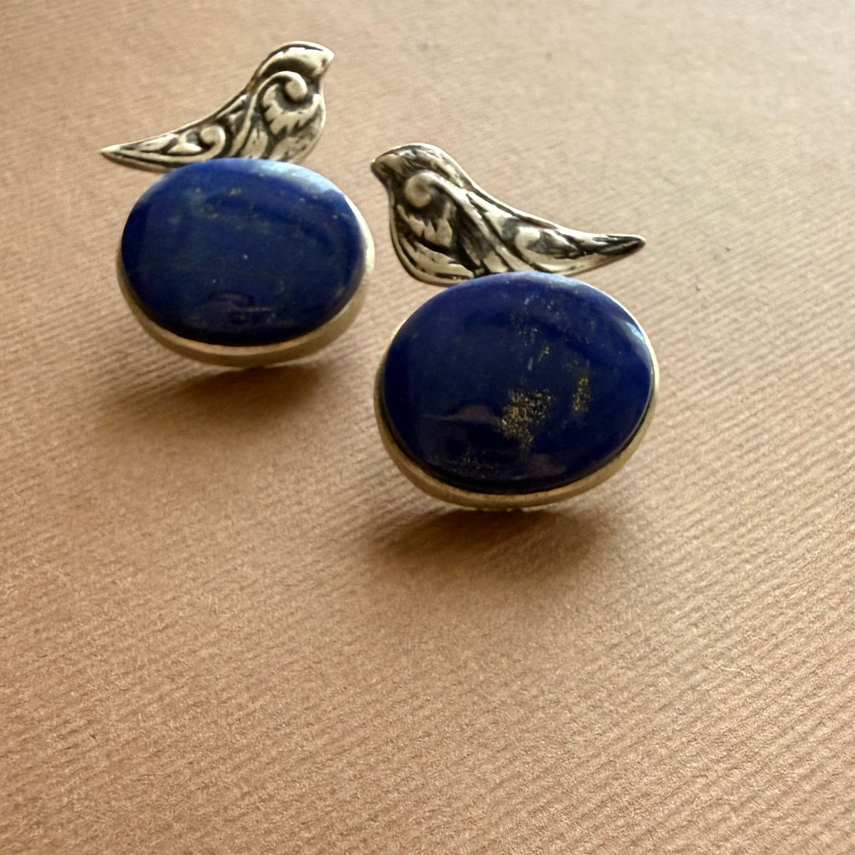 Silver Bird & Lapis Earrings - AFRA ART GALLERY