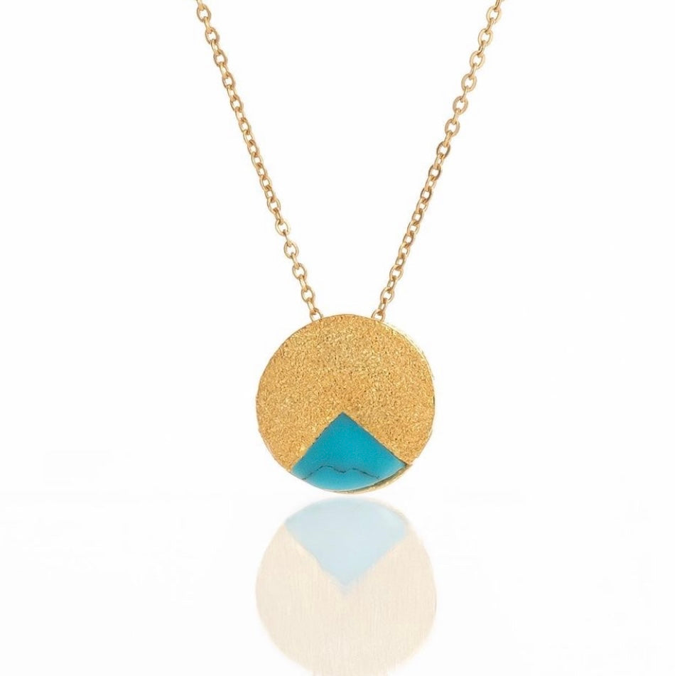 Handmade Gold Plated Silver Necklace with Turquoises