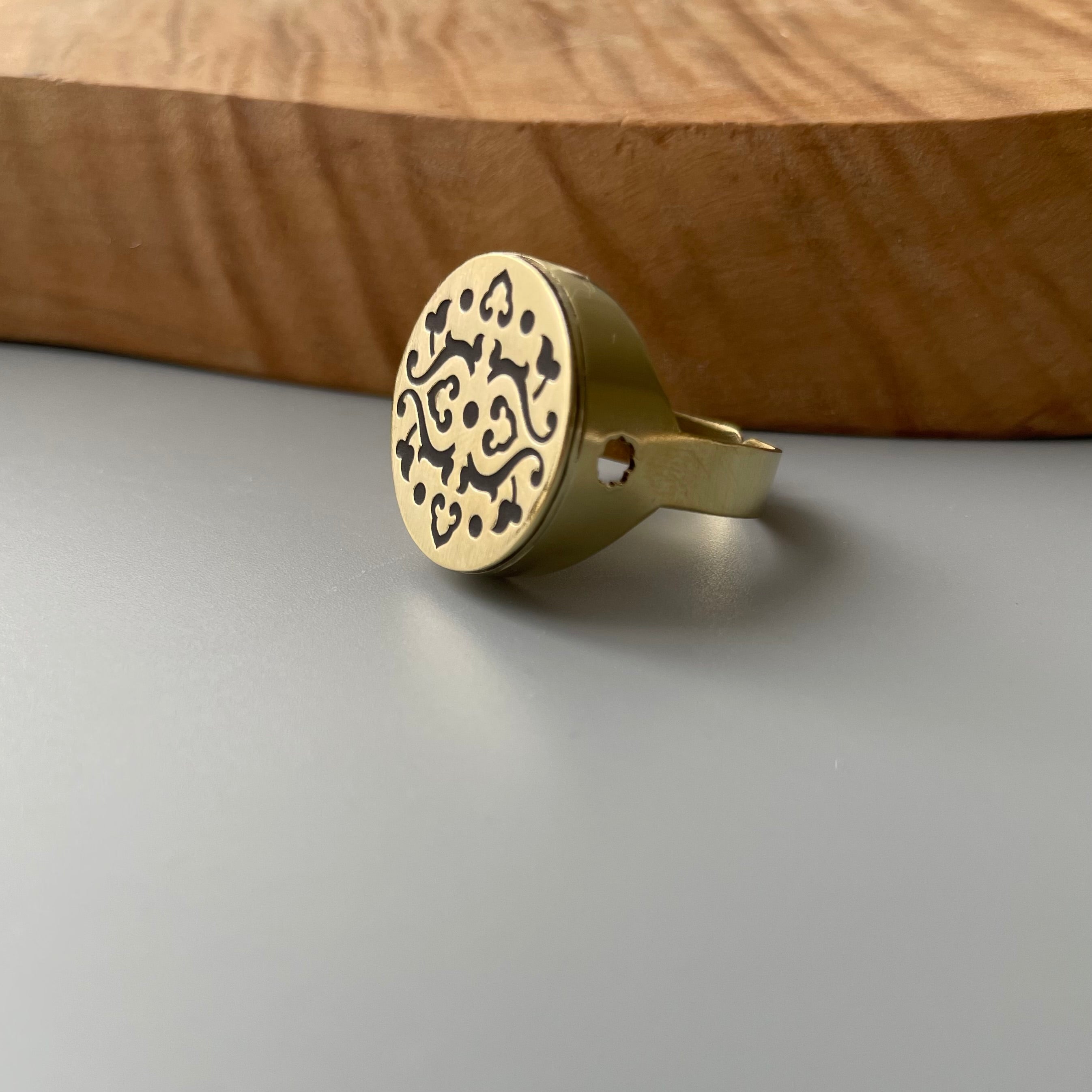 Persian Ring-Handmade Brass Ring with Persian Pattern:Persian Jewelry-AFRA ART GALLERY
