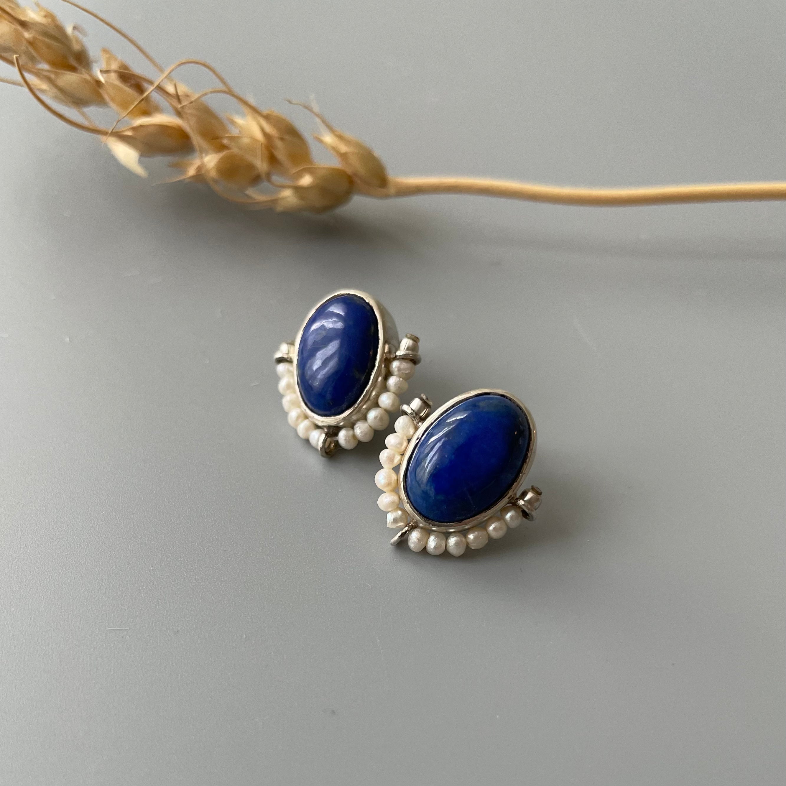 Persian EarringsHandmade Minimal Silver Set with Natural Gemstone:Persian Jewelry-AFRA ART GALLERY