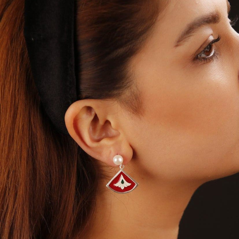 Persian Earrings-Handmade Persian Earrings with Enamel:Persian Jewelry-AFRA ART GALLERY