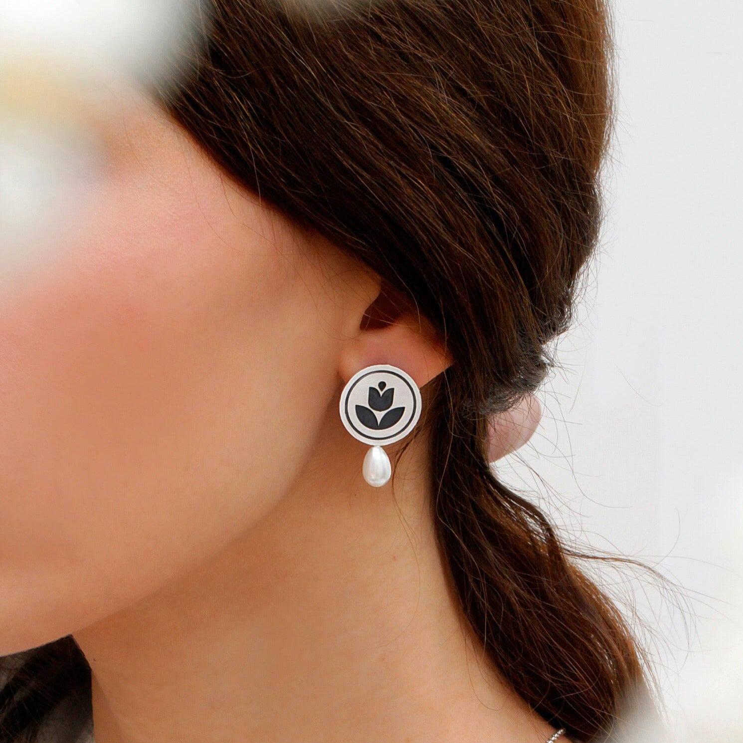 Persian EarringsHandmade Persian Minimal Earrings with Pearl:Persian Jewelry-AFRA ART GALLERY
