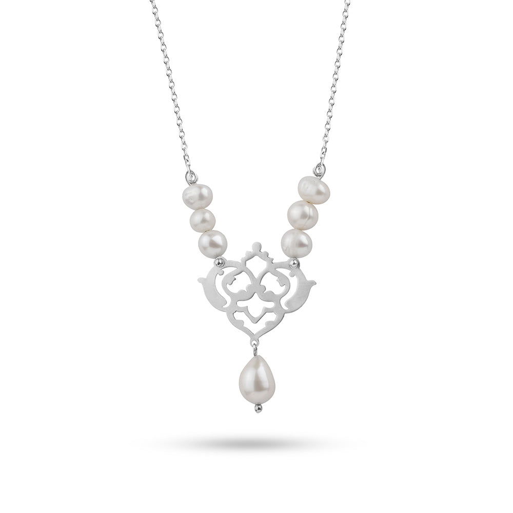 Persian Necklace Handmade Silver Set in Eslimi Design: Persian Jewelry-AFRA ART GALLERY
