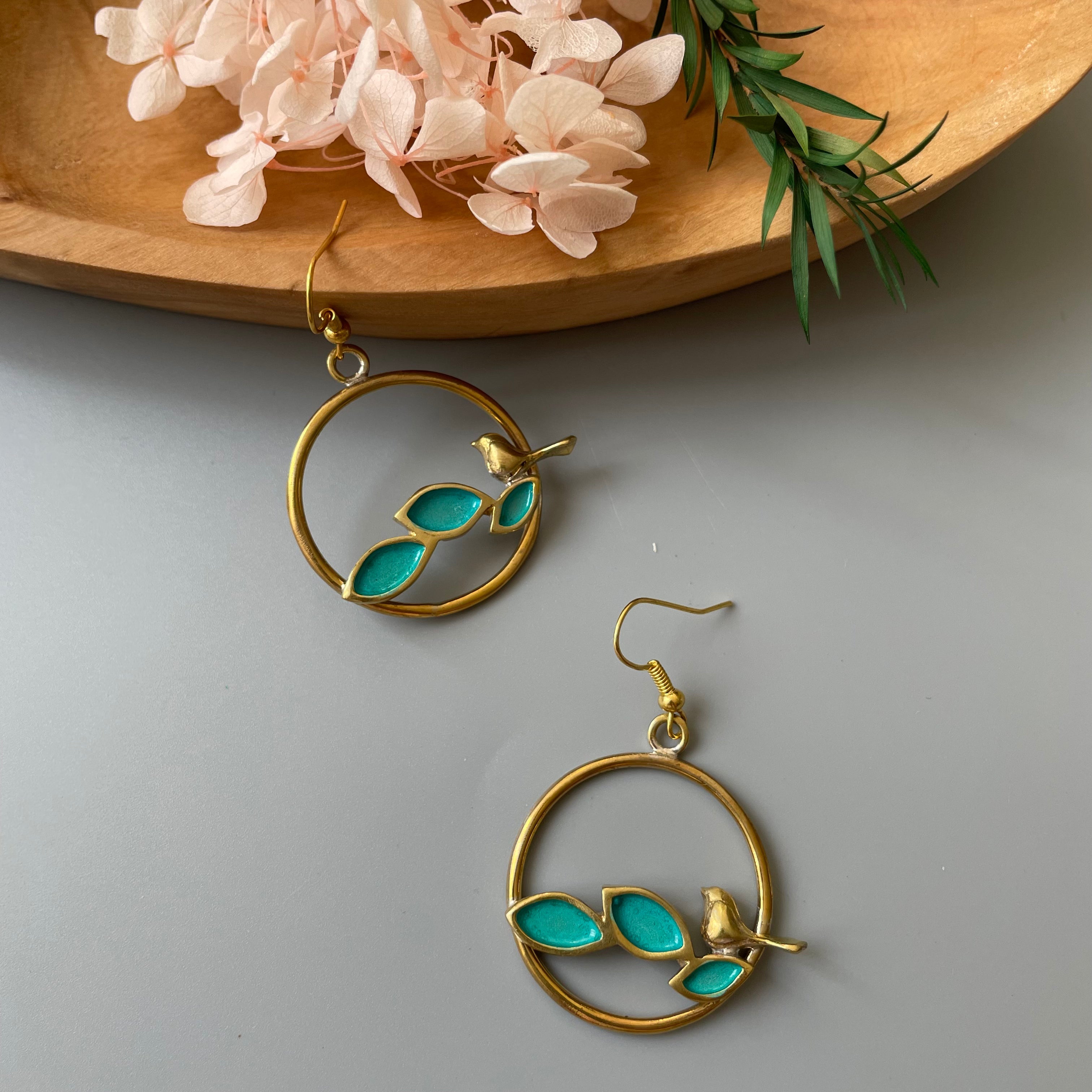Persian Earrings-Persian Handmade Brass Dangle Earrings: Persian Jewelry-AFRA ART GALLERY