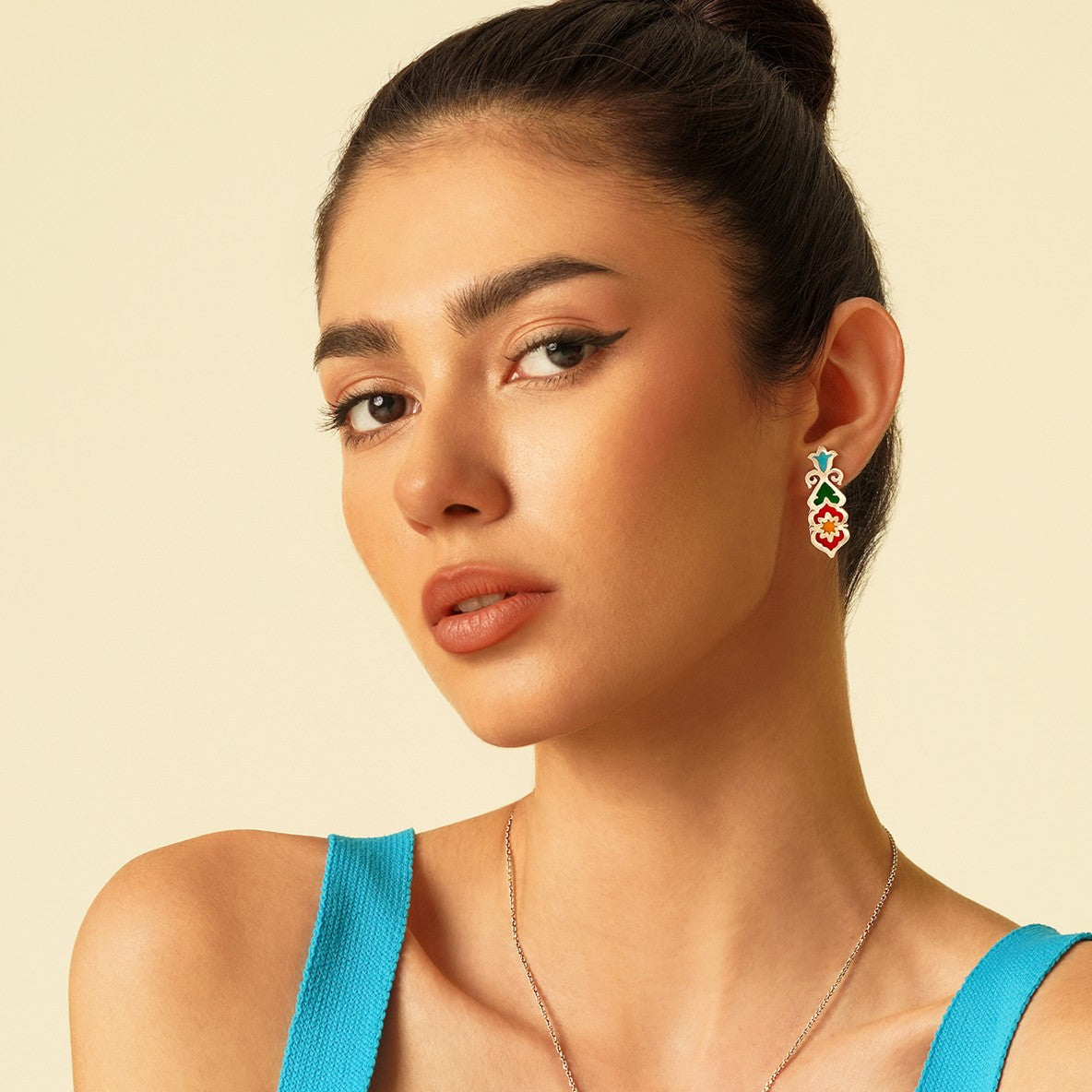 Handmade Silver Earrings with Colorful Enamel