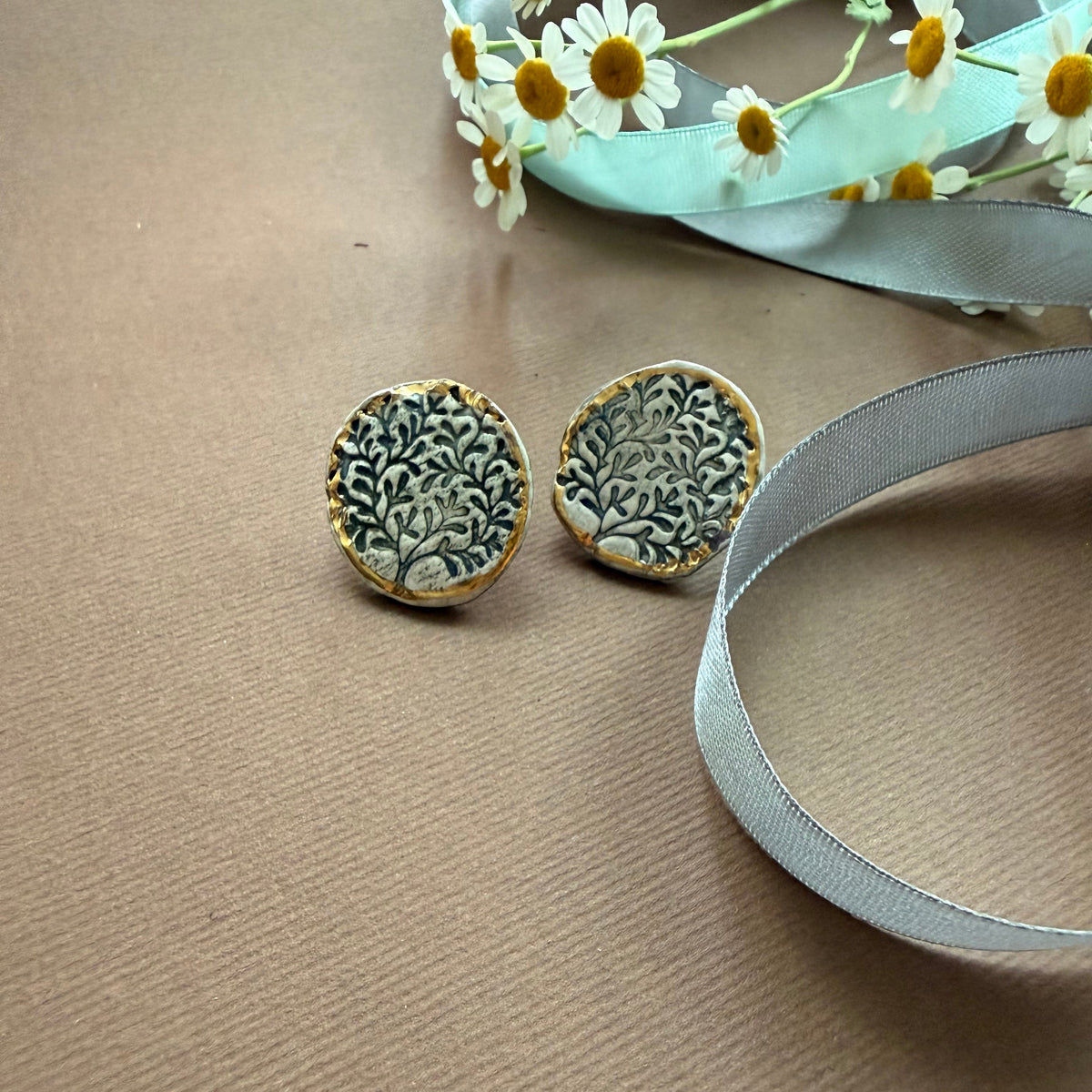 Minimal Round Shape Ceramic Earrings - AFRA ART GALLERY