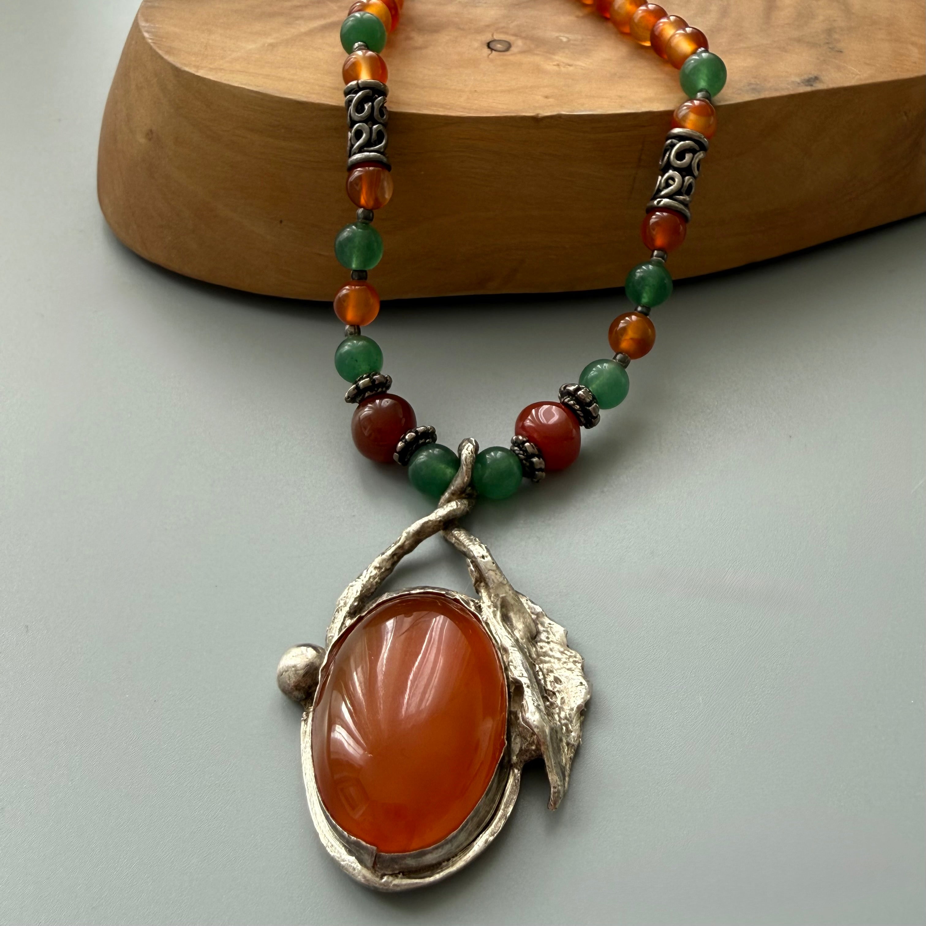 Handmade Silver and Natural Gemstone Necklace - AFRA ART GALLERY