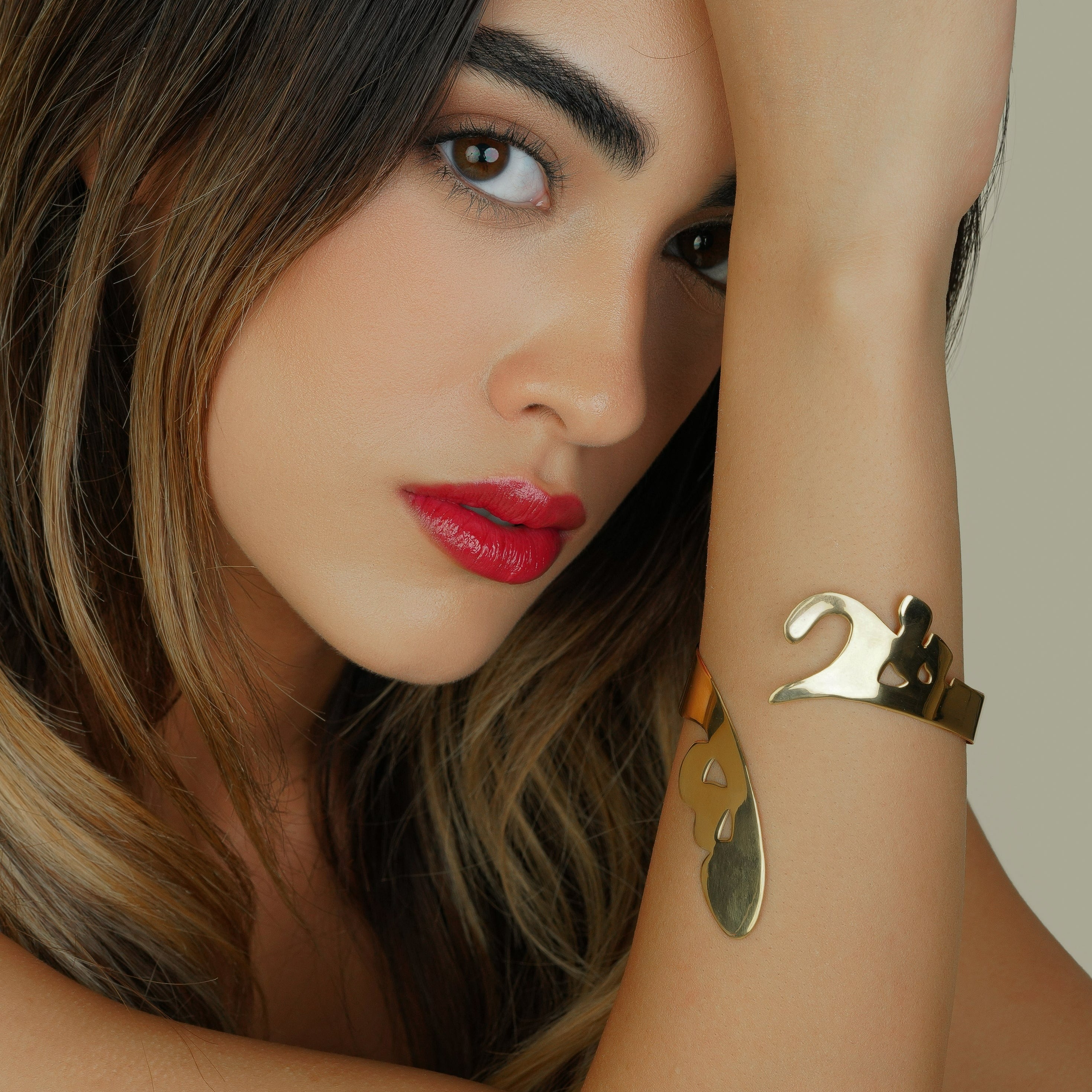 Persian Bracelets-Gold Plated Brass Typography Bracelet: Persian Jewelry-AFRA ART GALLERY