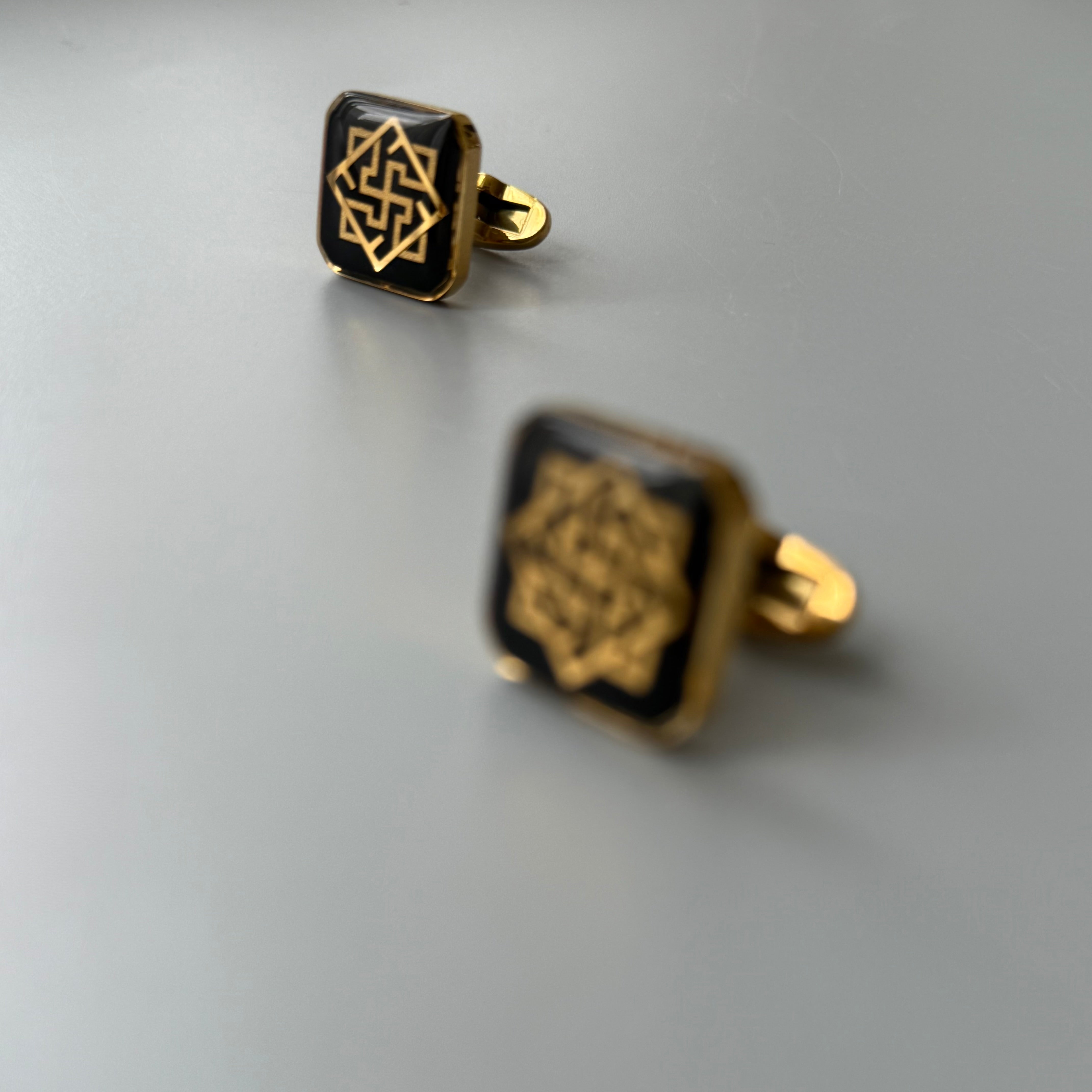 Persian Men's Jewelry-Persian 24K Gold Layer Cuff link:Persian Jewelry-AFRA ART GALLERY