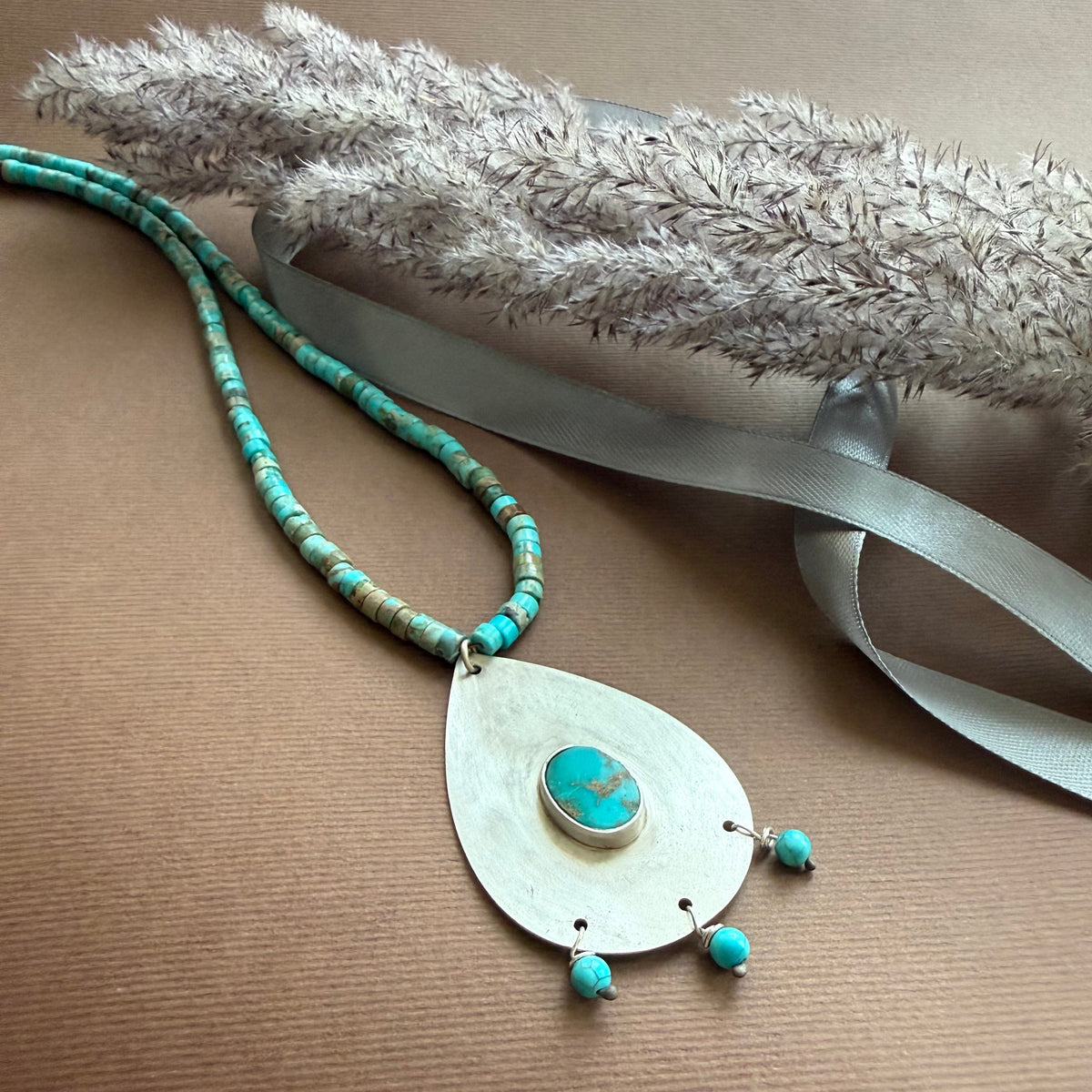Silver & Persian Turquoise Necklace - AFRA ART GALLERY