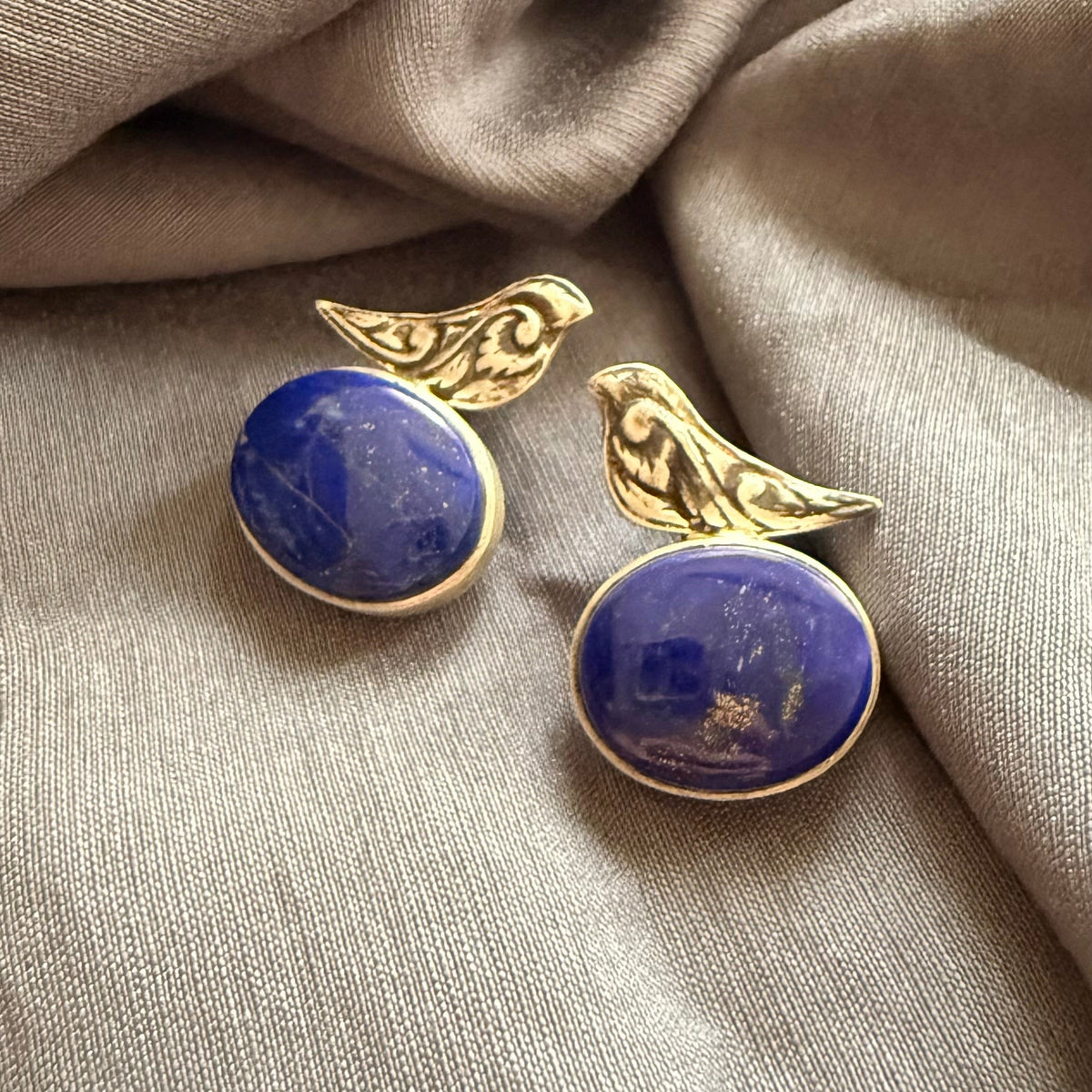 Silver Bird & Lapis Earrings - AFRA ART GALLERY