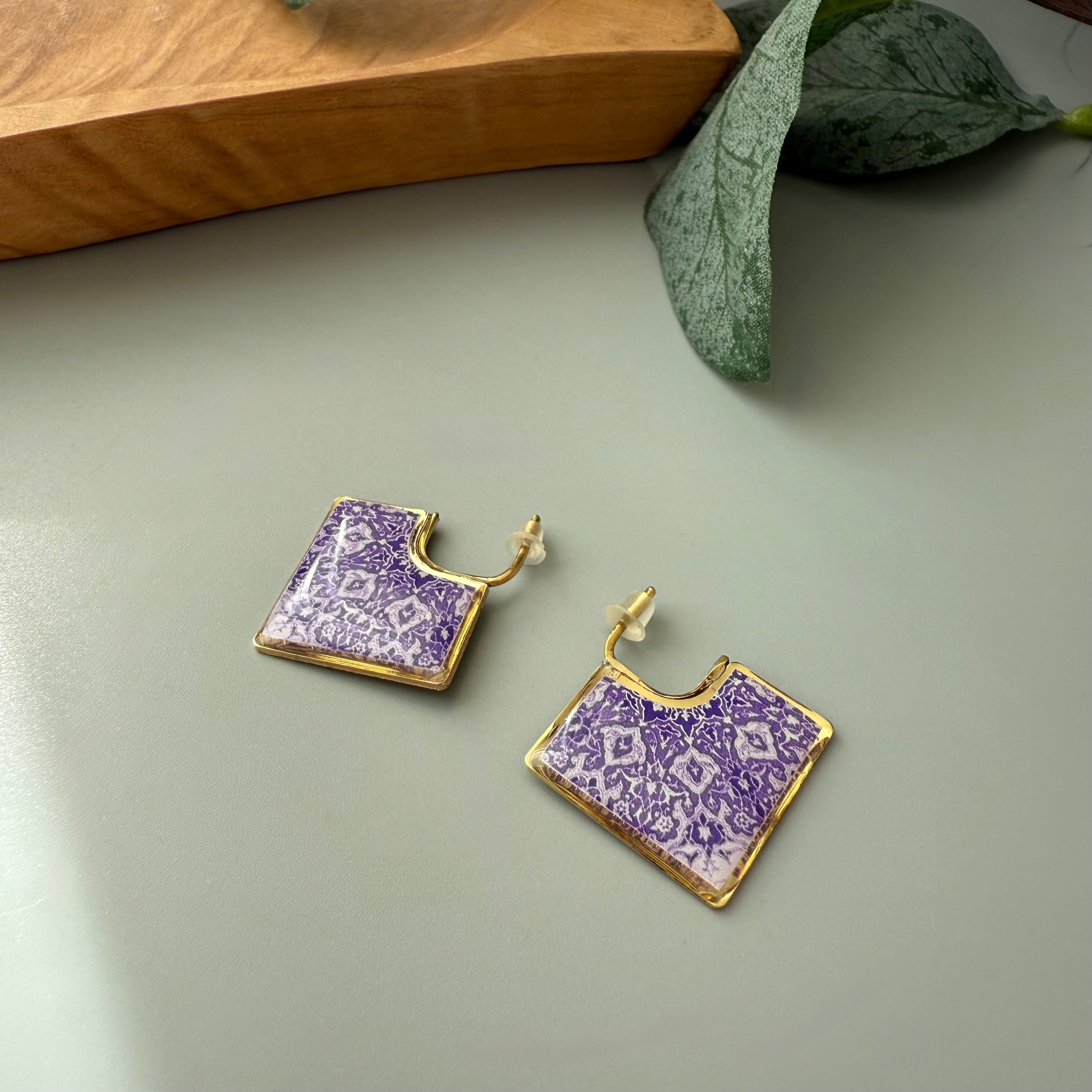 Persian Cuff Earrings with Colorful Patterns