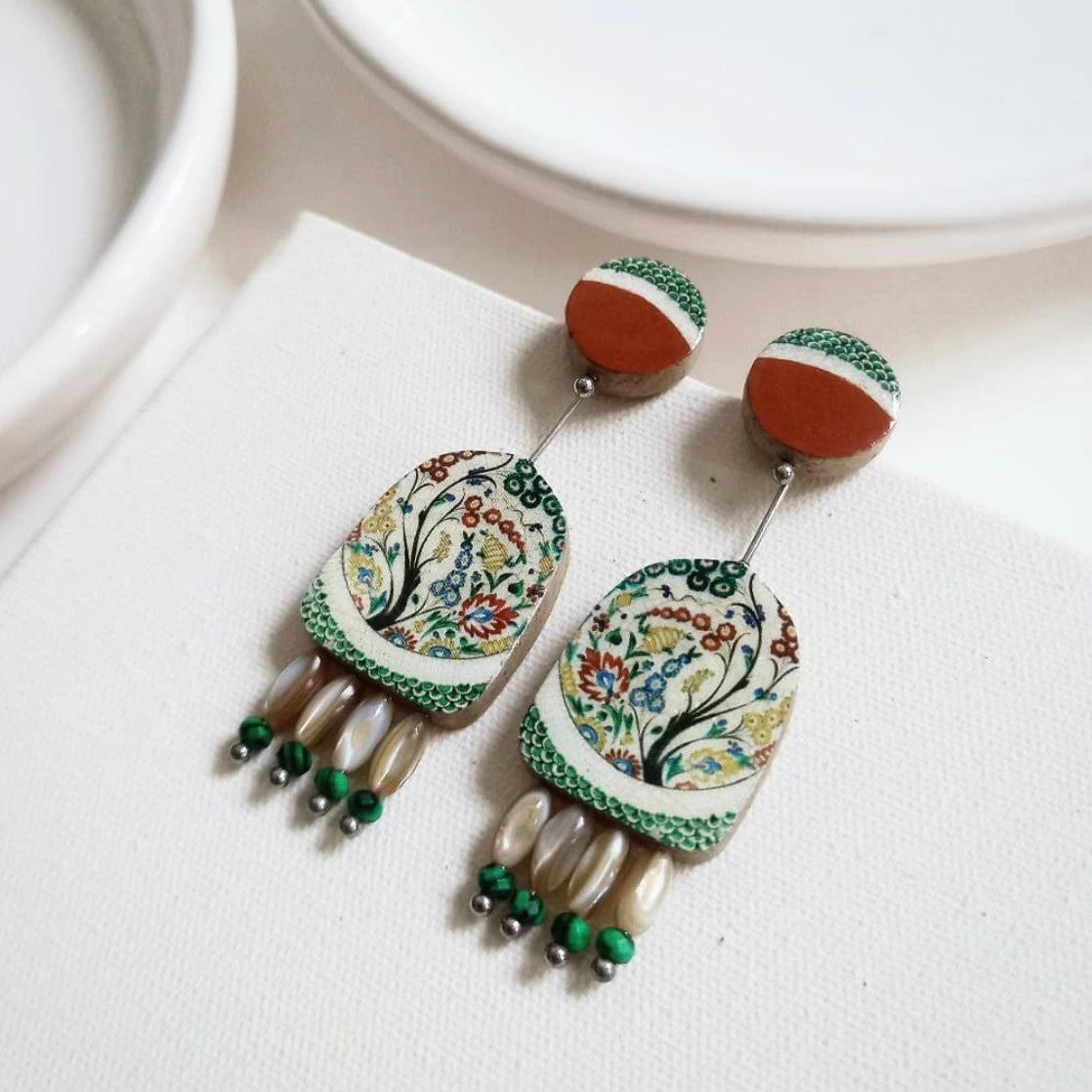 Spring Earrings with Persian Drawings