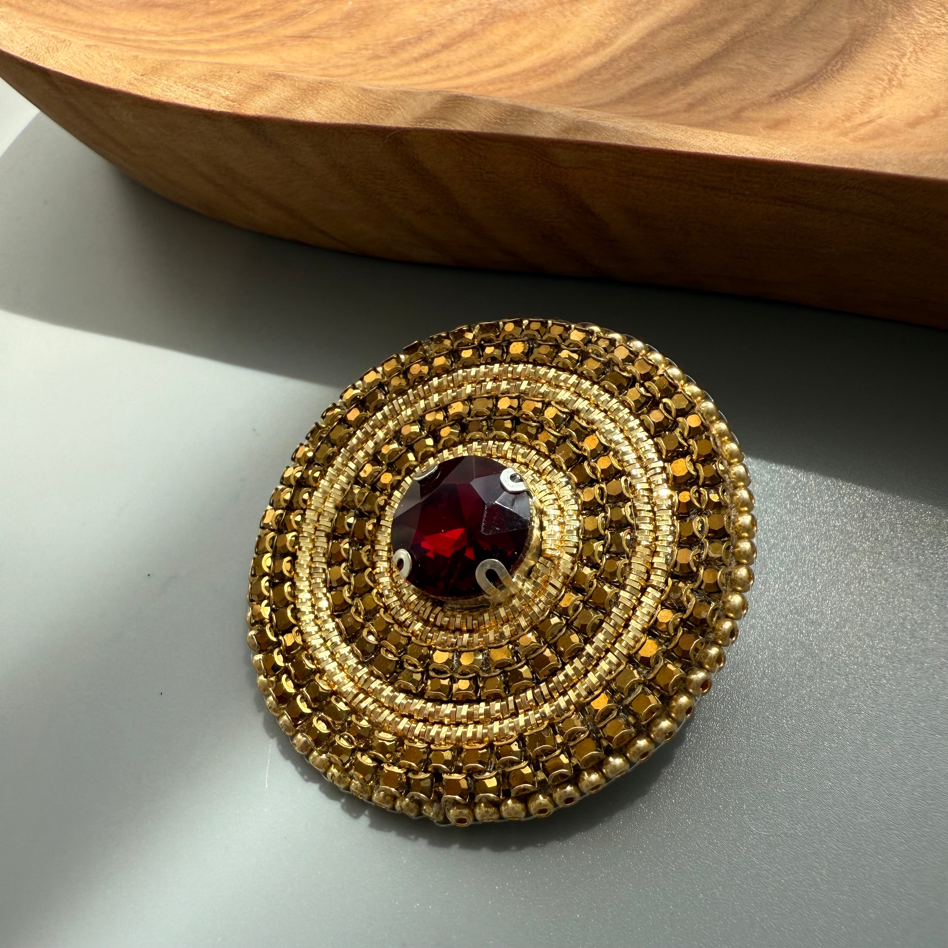 Round Beaded Embroidery Brooch