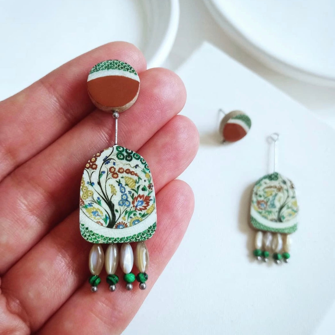 Spring Earrings with Persian Drawings