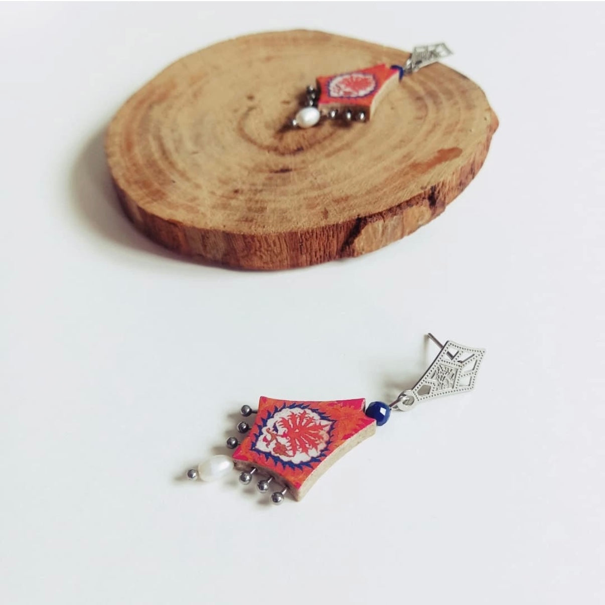 Persian Earrings In Red Design