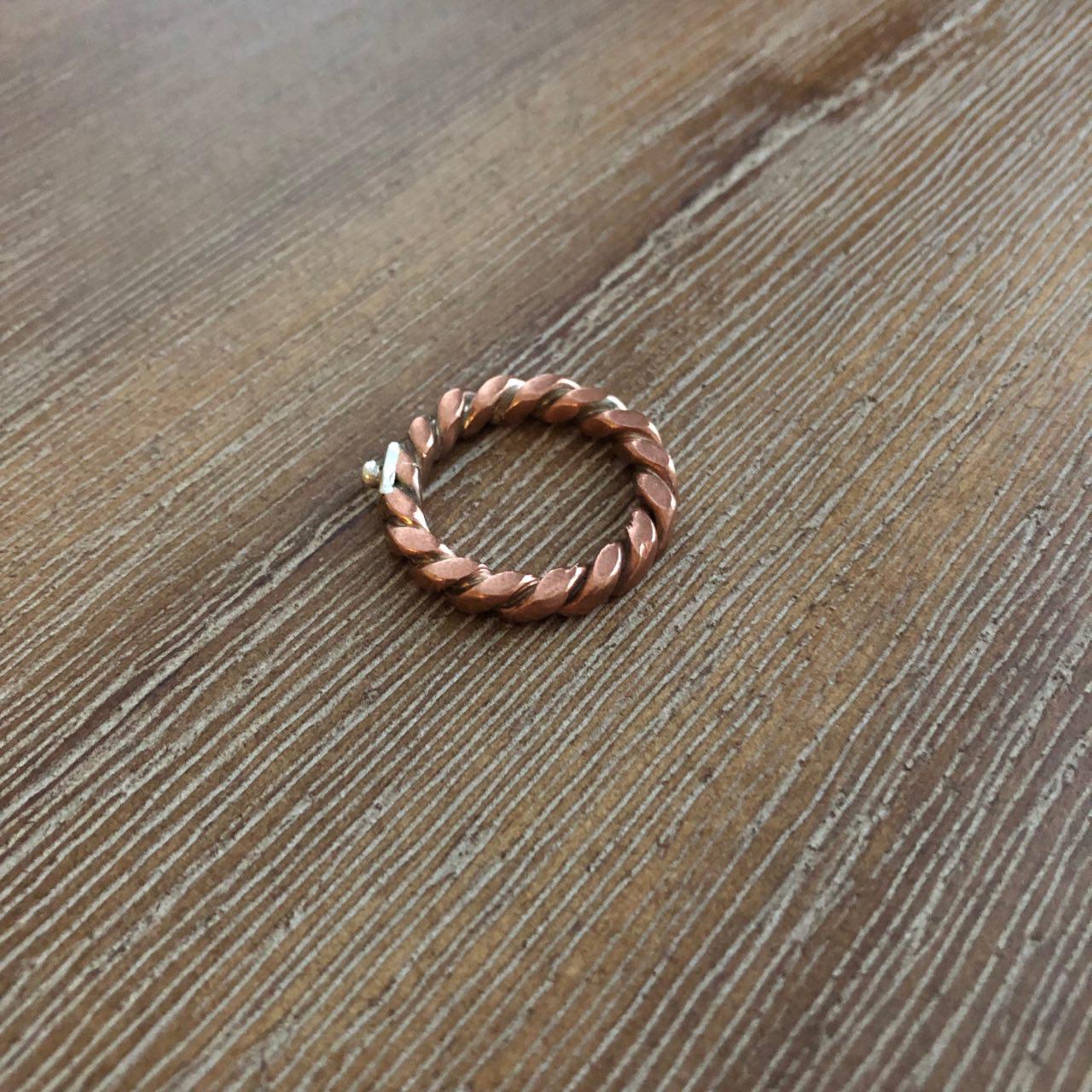 Persian Minimal Jewelry-Handmade Twisted Copper Ring:Persian Jewelry-Afra Art Gallery