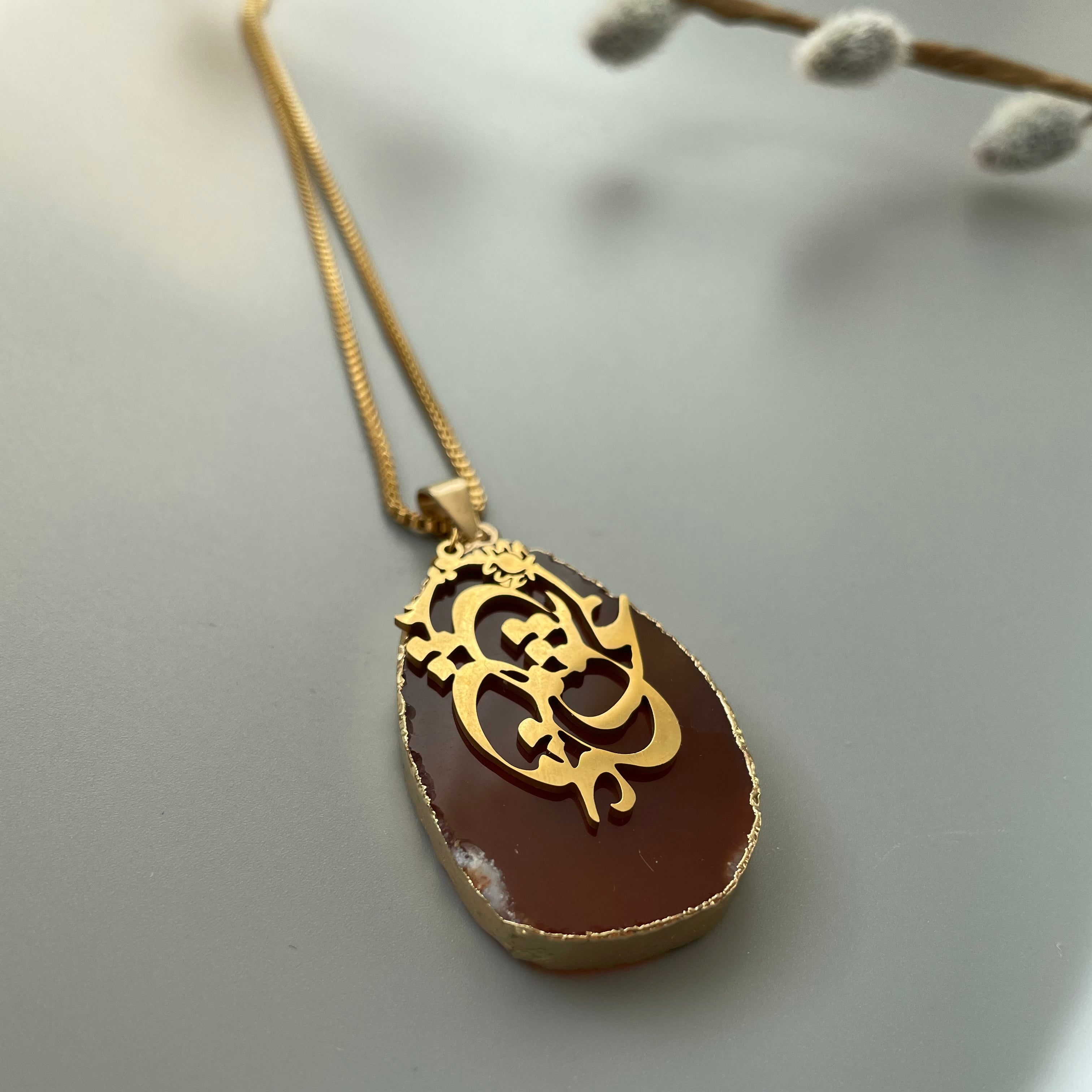 Persian Necklace Persian Love Necklace with Druzy Stone: Persian Jewelry-AFRA ART GALLERY