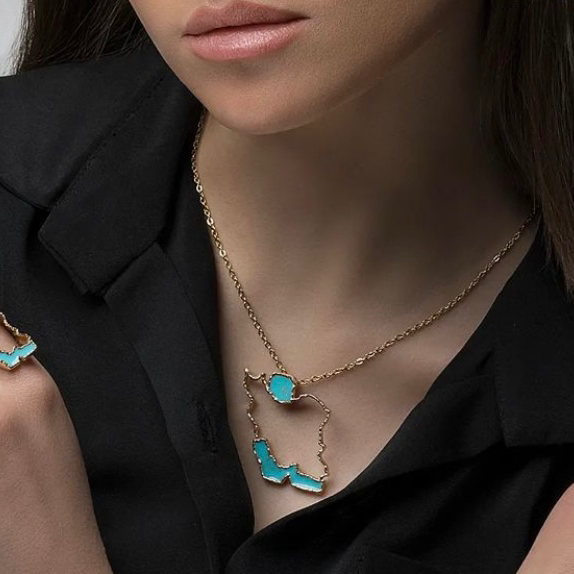 Persian Necklace "For My Homeland" Iran Map Necklace: Persian Jewelry-AFRA ART GALLERY