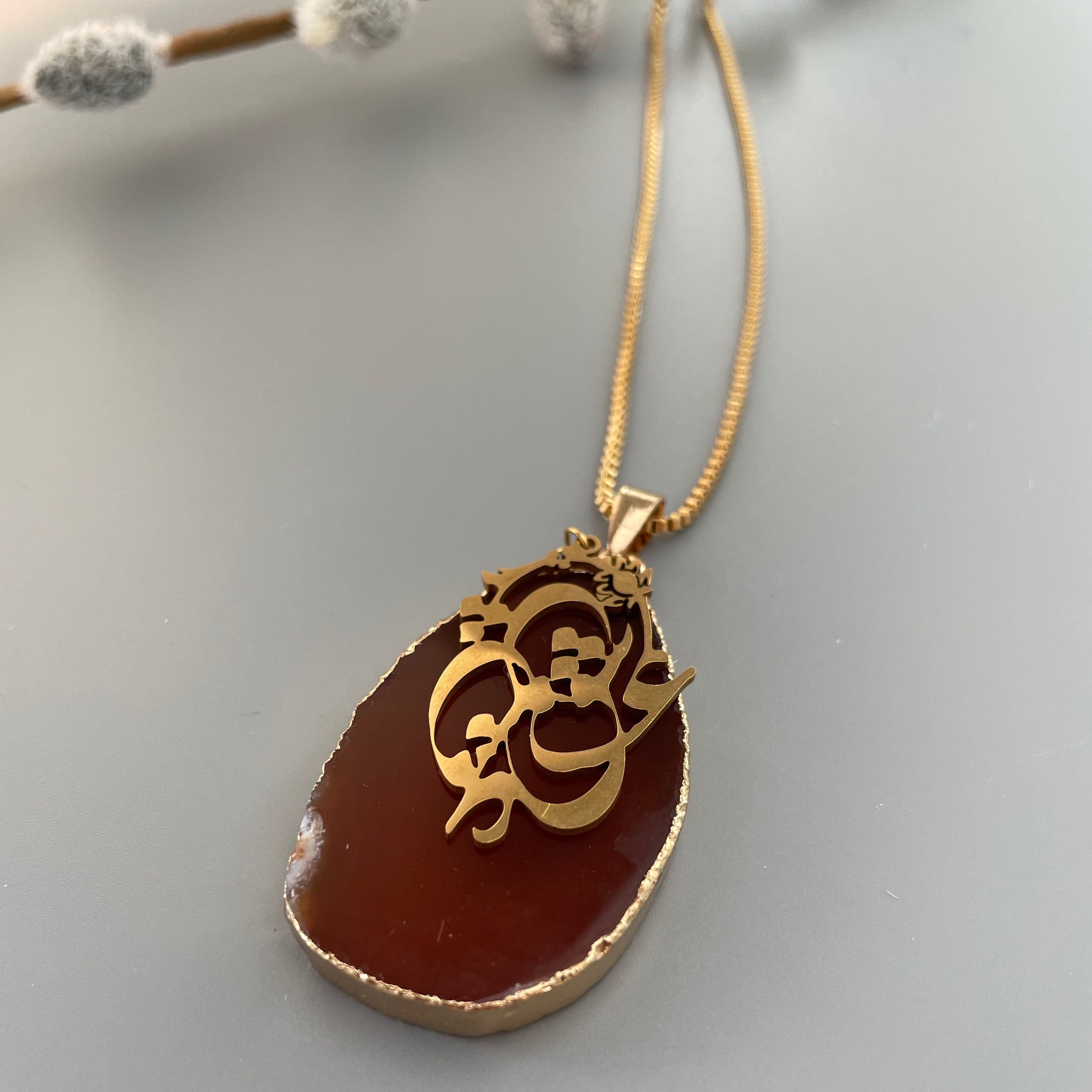 Persian Necklace Persian Love Necklace with Druzy Stone: Persian Jewelry-AFRA ART GALLERY