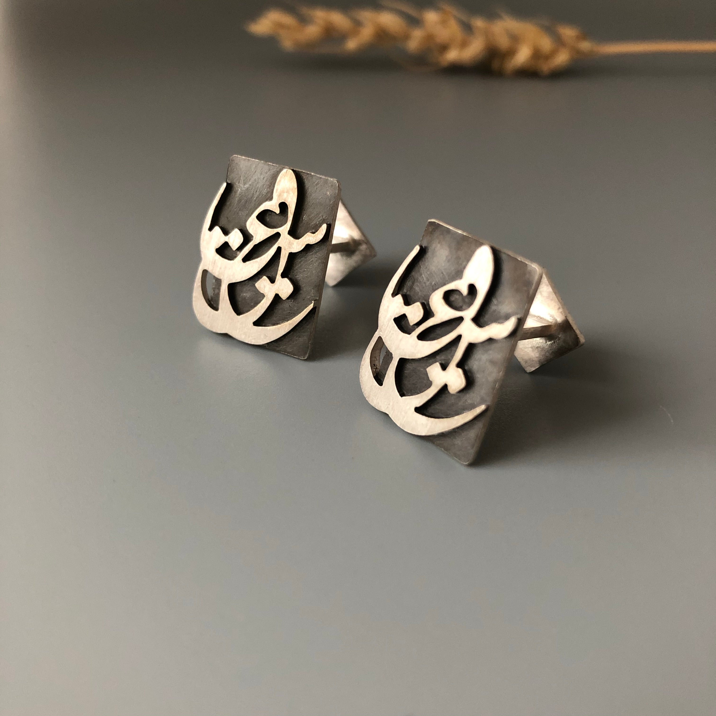 Persian Men's Jewelry-Handmade Persian Calligraphy Cuff link: Persian Jewelry-AFRA ART GALLERY