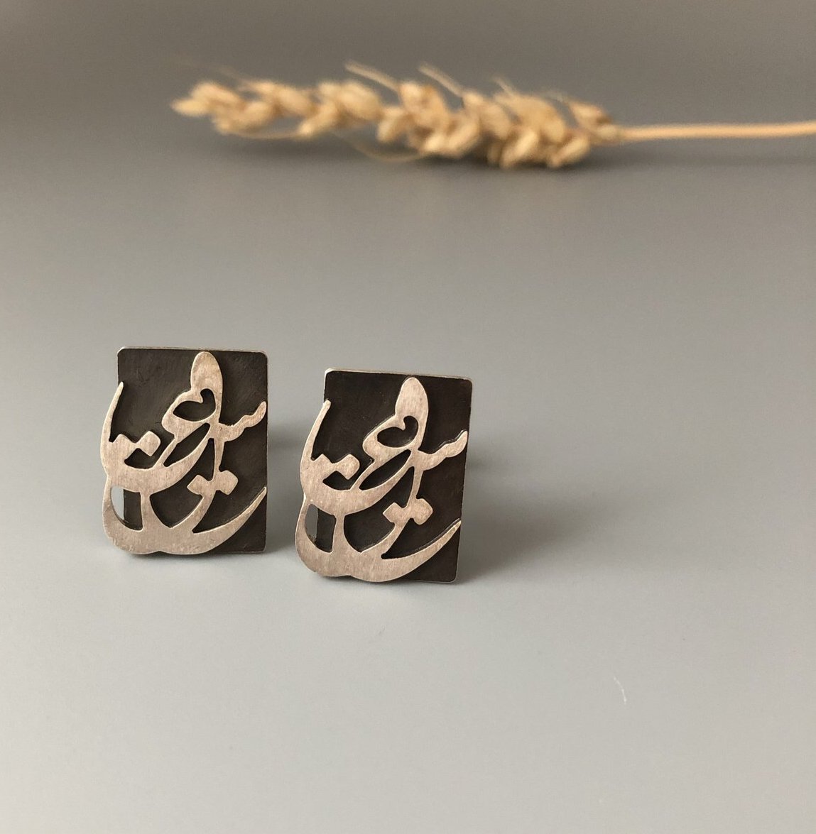 Persian Men's Jewelry-Handmade Persian Calligraphy Cuff link: Persian Jewelry-AFRA ART GALLERY