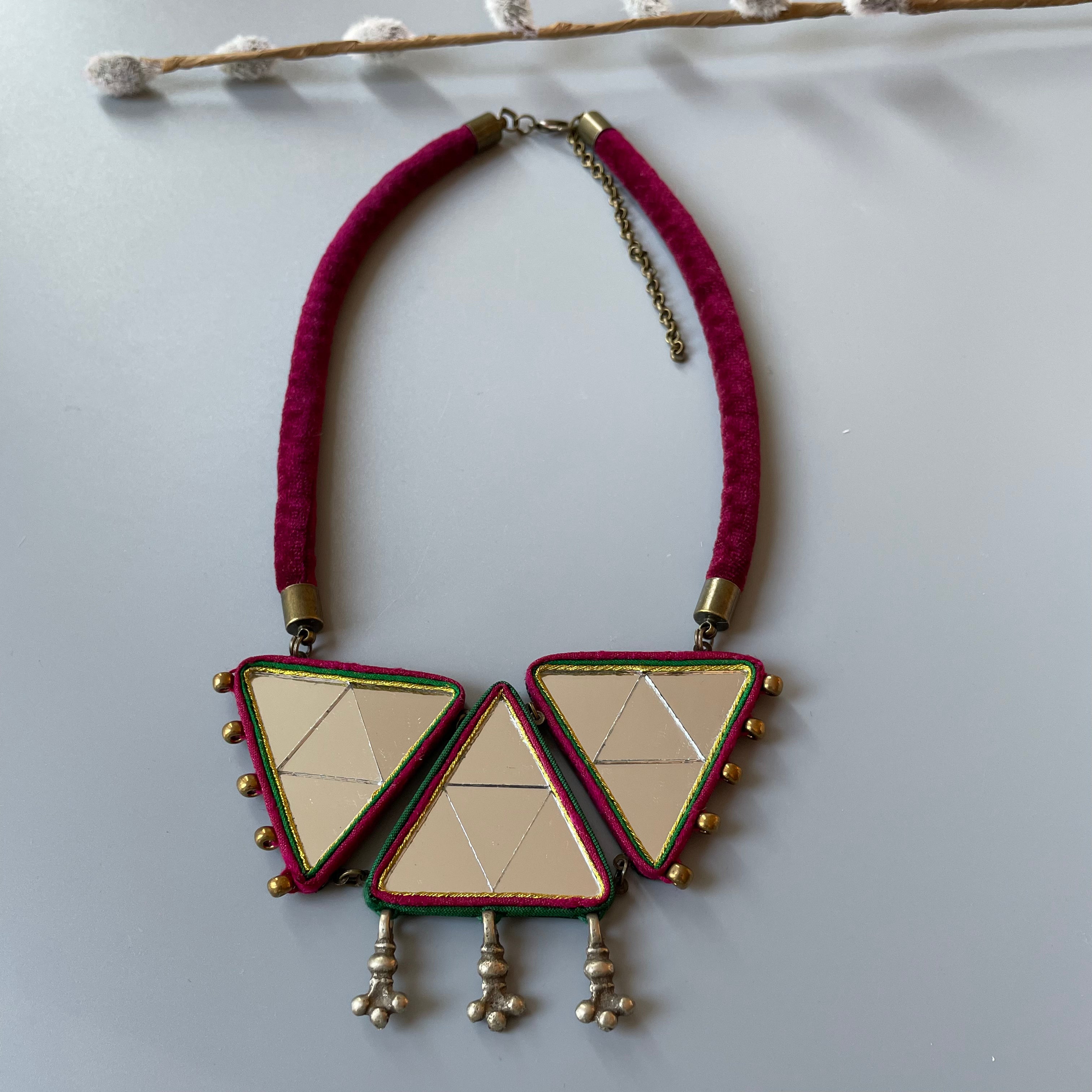 Persian Necklace Persian Triangle Mirror Mosaic Necklace: Persian Jewelry-AFRA ART GALLERY