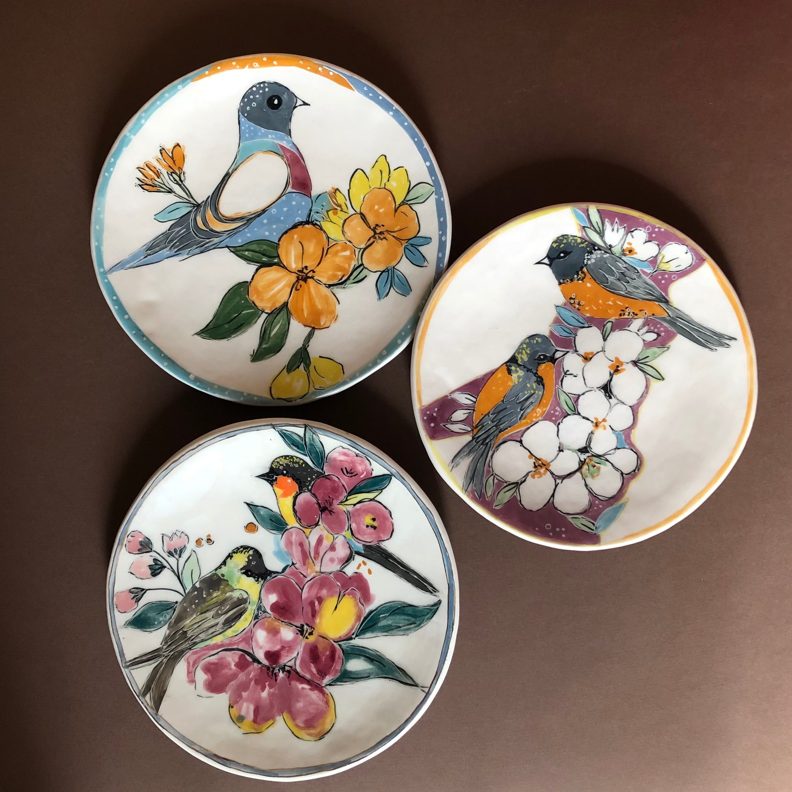 Wall Decorative Hand painted Ceramic Plate with Birds
